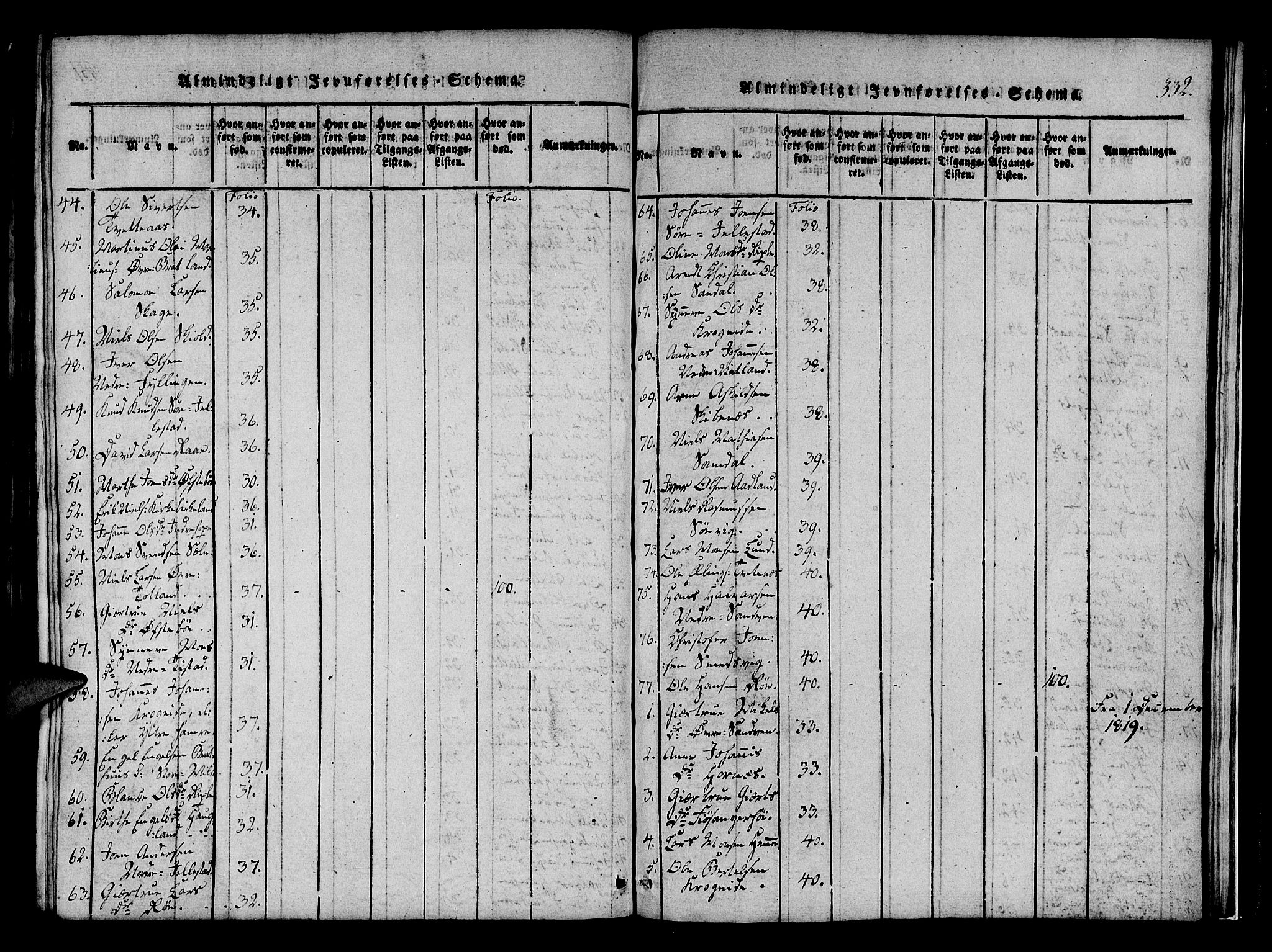 Fana Sokneprestembete, AV/SAB-A-75101/H/Haa/Haaa/L0007: Parish register (official) no. A 7, 1816-1828, p. 332