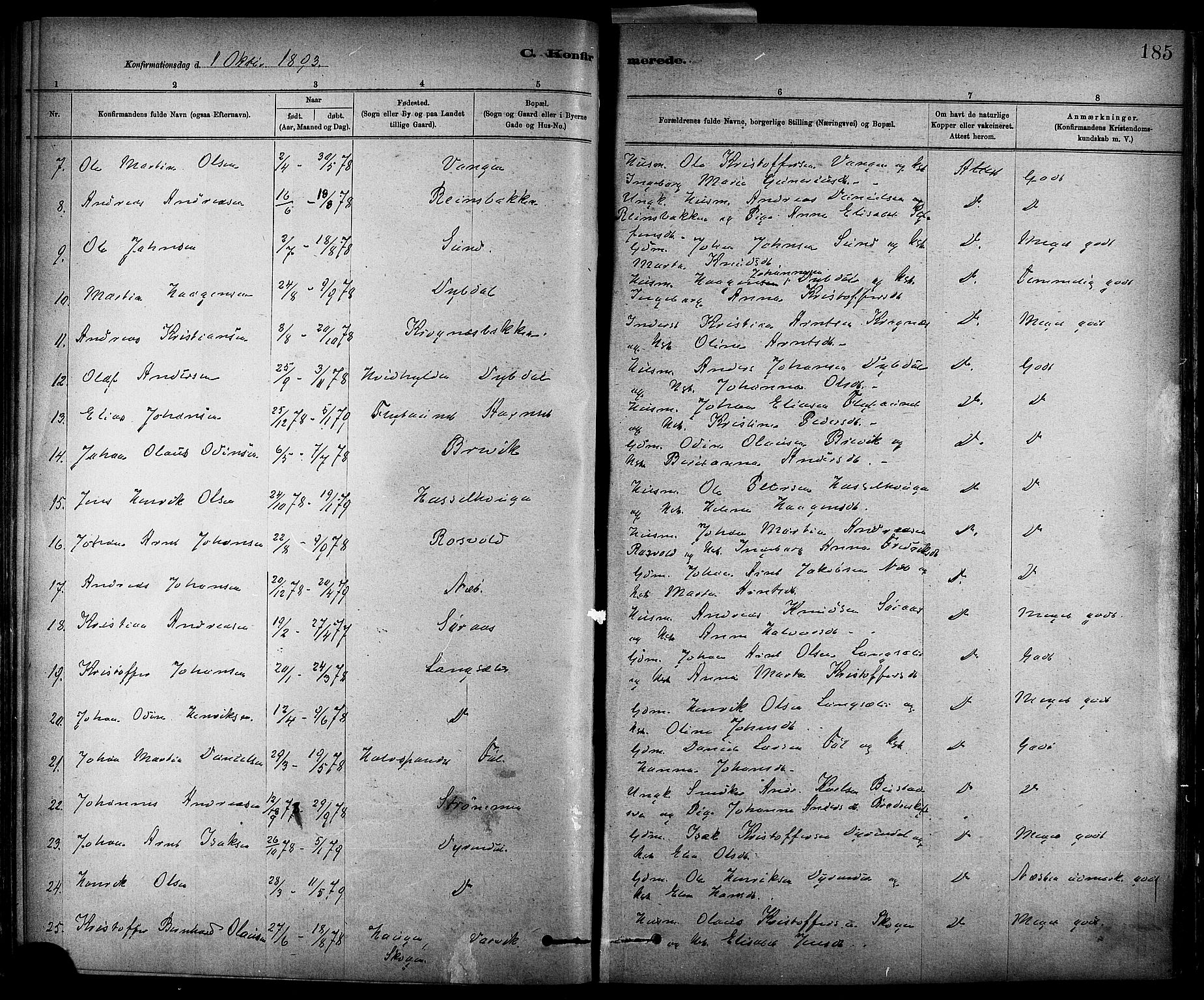 Ministerialprotokoller, klokkerbøker og fødselsregistre - Sør-Trøndelag, AV/SAT-A-1456/647/L0634: Parish register (official) no. 647A01, 1885-1896, p. 185