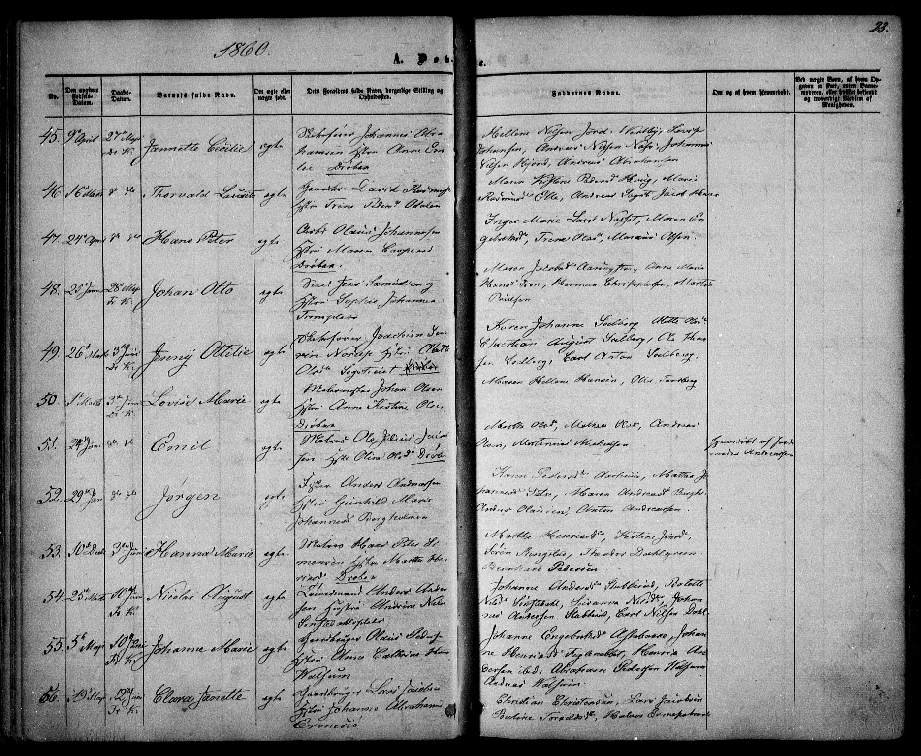 Drøbak prestekontor Kirkebøker, AV/SAO-A-10142a/F/Fa/L0002: Parish register (official) no. I 2, 1858-1870, p. 23