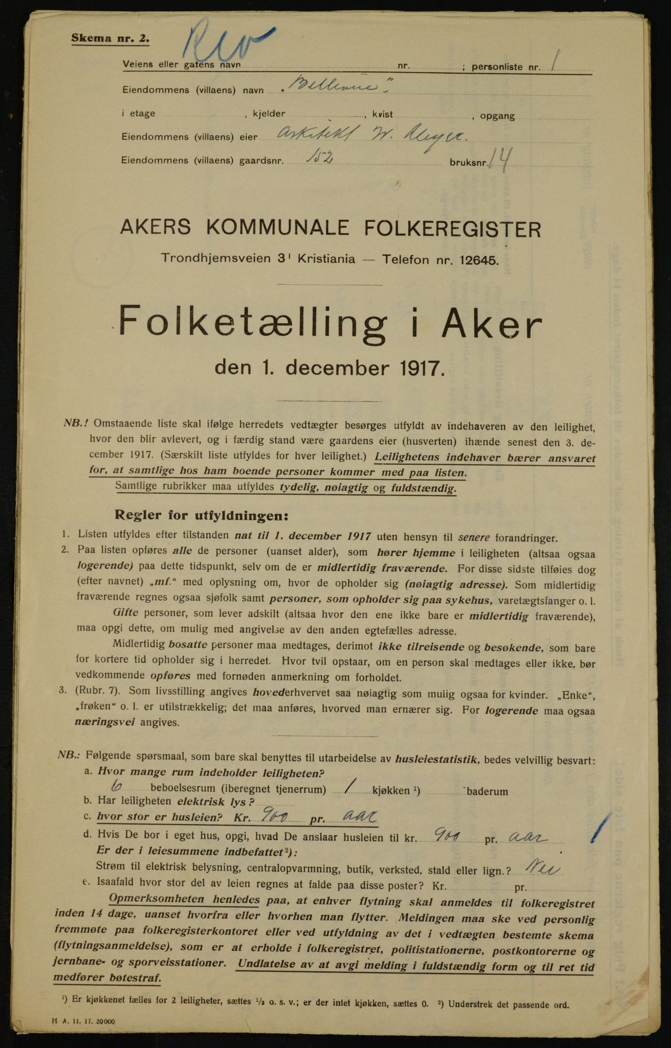 OBA, Municipal Census 1917 for Aker, 1917, p. 21648
