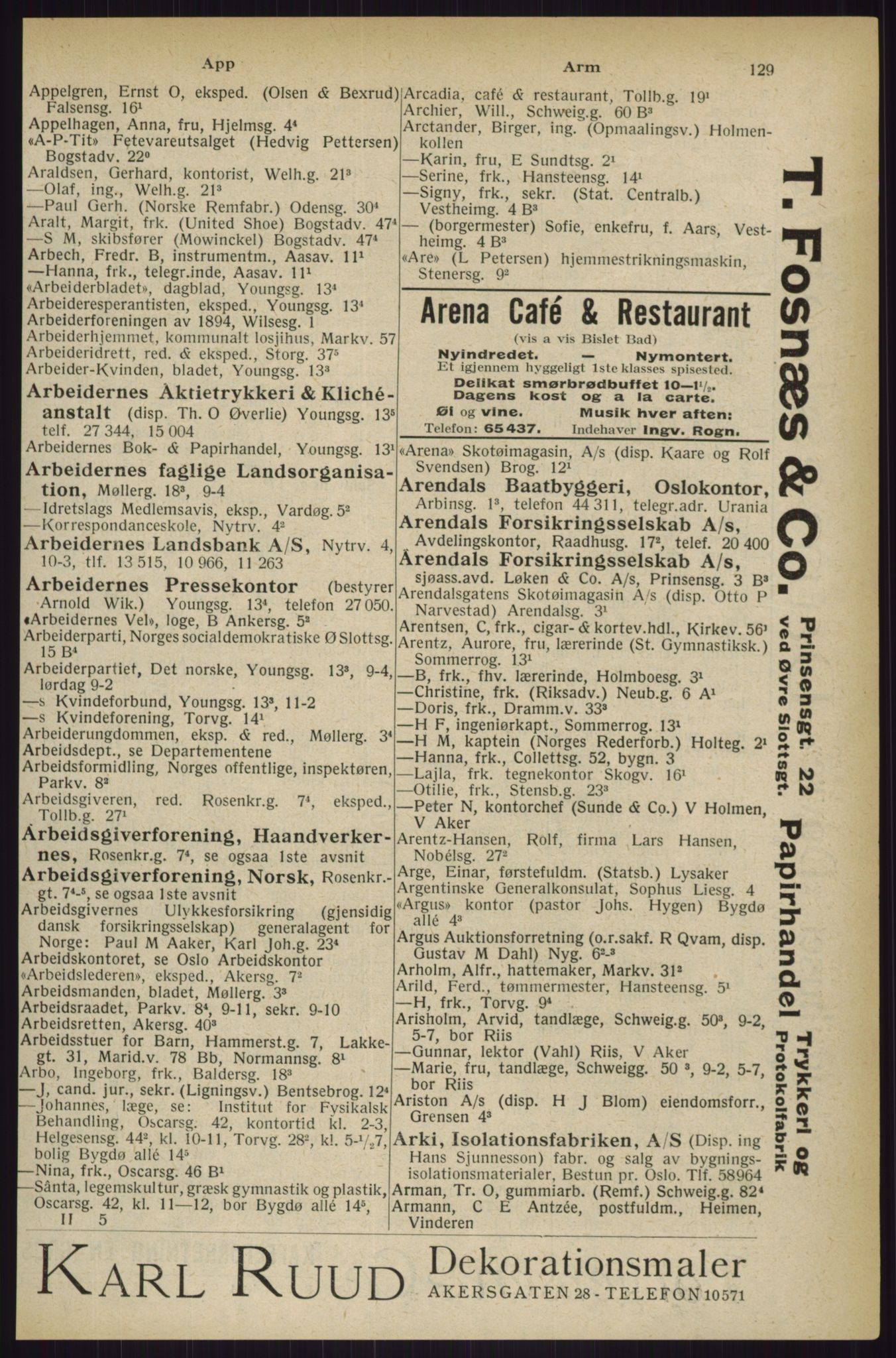 Kristiania/Oslo adressebok, PUBL/-, 1927, p. 129