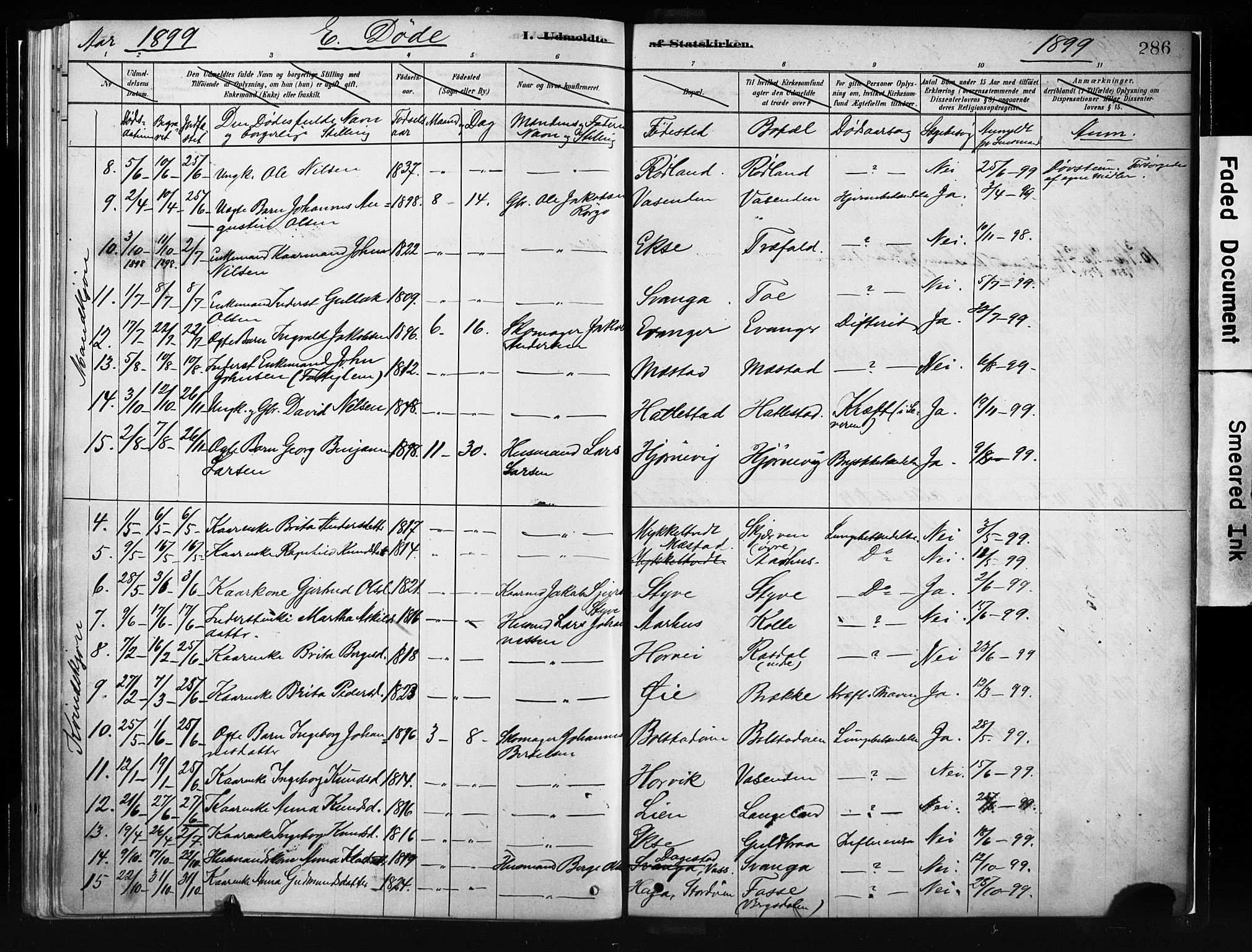 Evanger sokneprestembete, SAB/A-99924: Parish register (official) no. A 1, 1877-1899, p. 286