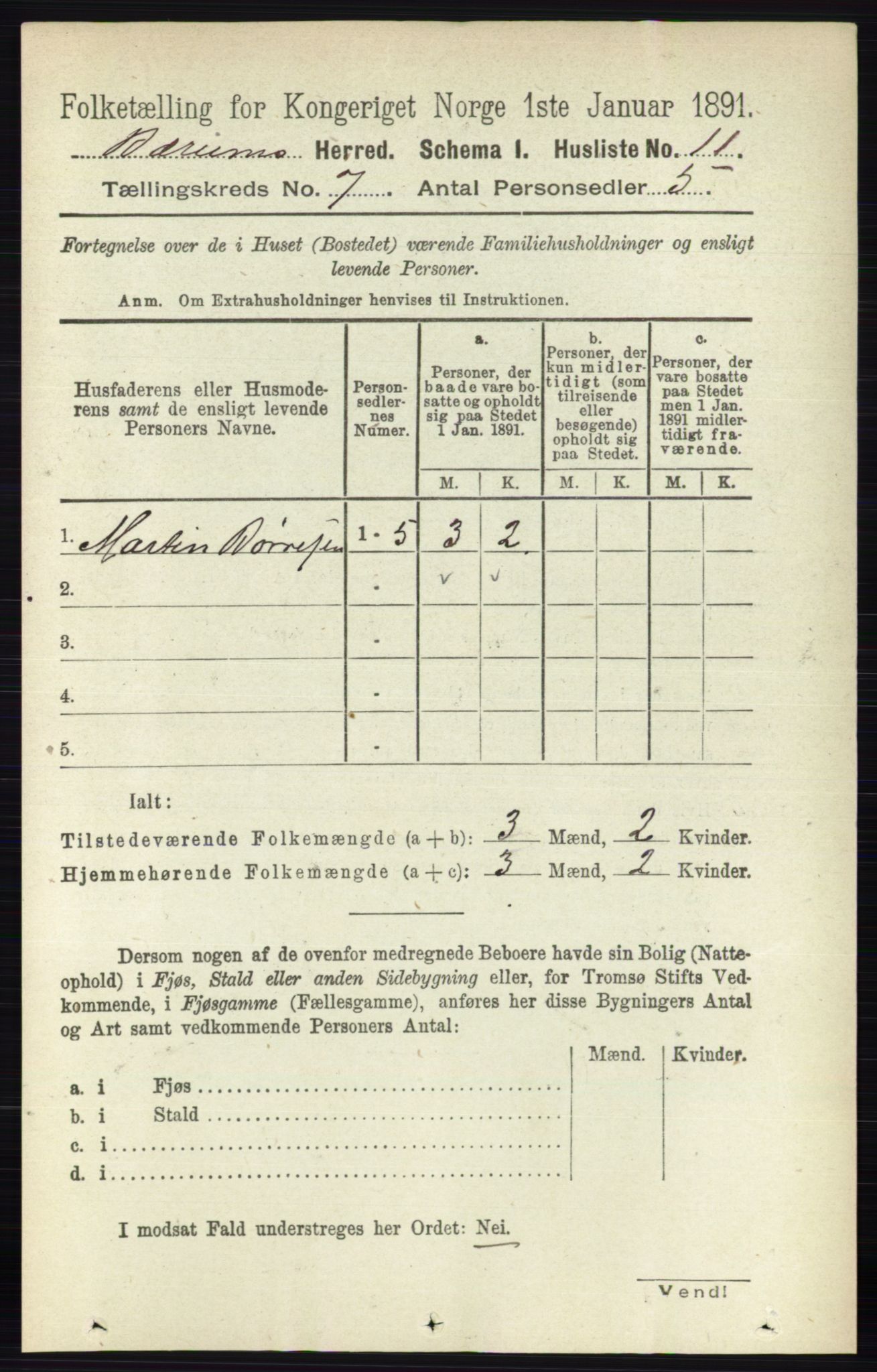 RA, 1891 census for 0219 Bærum, 1891, p. 4048