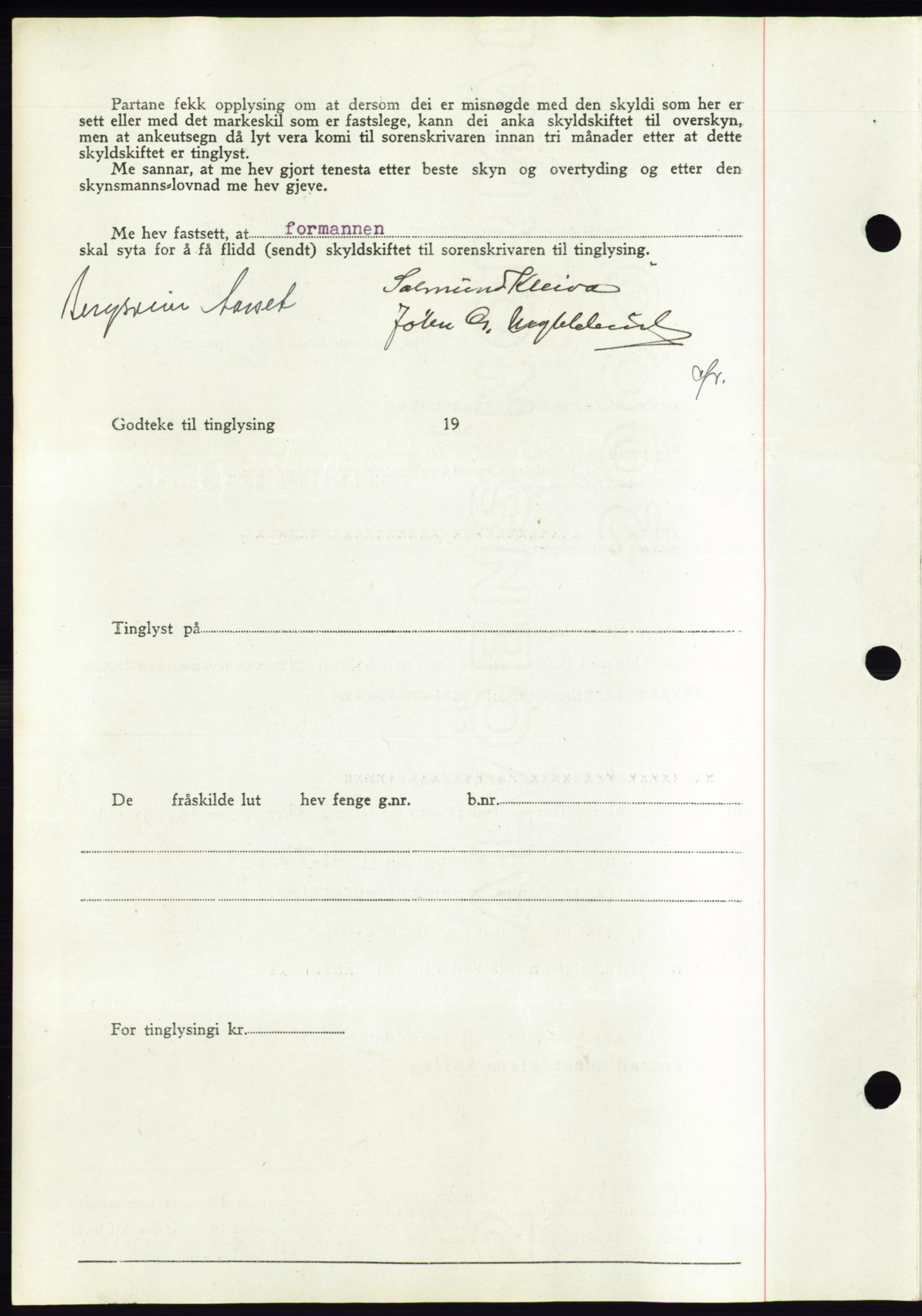 Søre Sunnmøre sorenskriveri, AV/SAT-A-4122/1/2/2C/L0070: Mortgage book no. 64, 1940-1941, Diary no: : 1195/1940