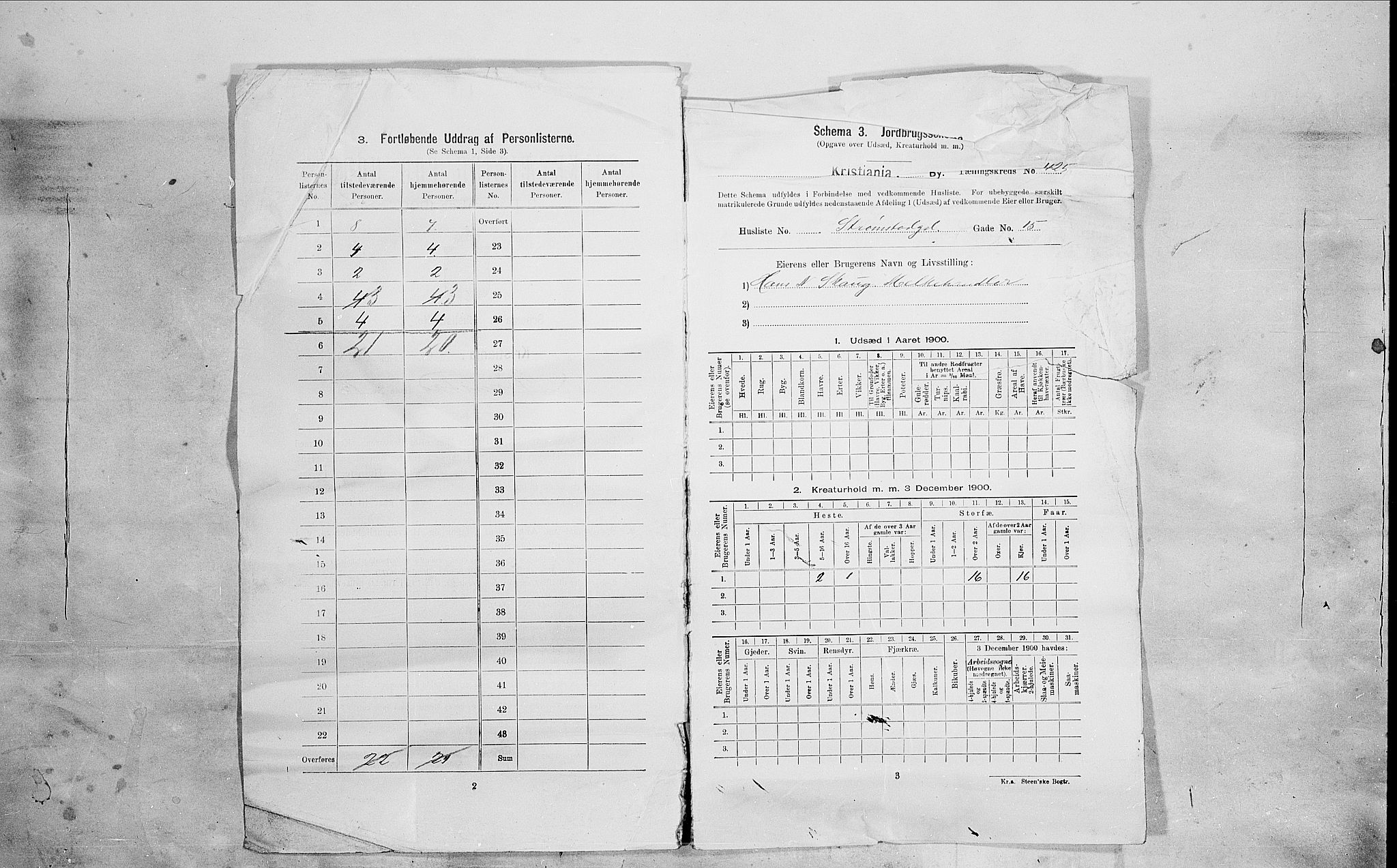 SAO, 1900 census for Kristiania, 1900, p. 93497