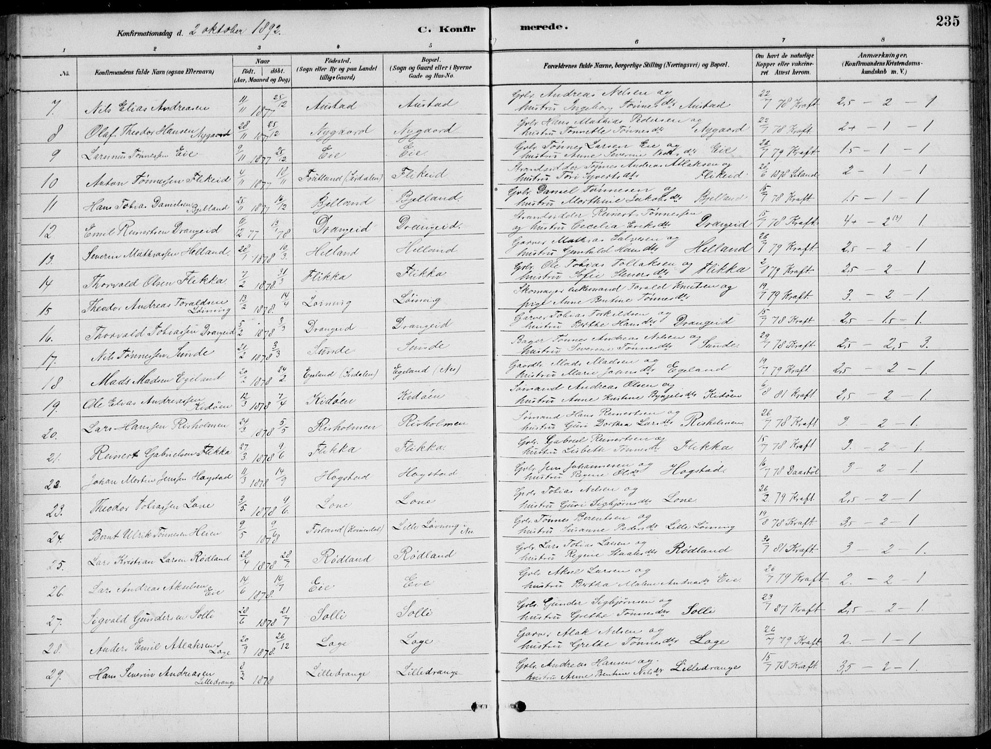 Flekkefjord sokneprestkontor, AV/SAK-1111-0012/F/Fb/Fbc/L0007: Parish register (copy) no. B 7, 1880-1902, p. 235