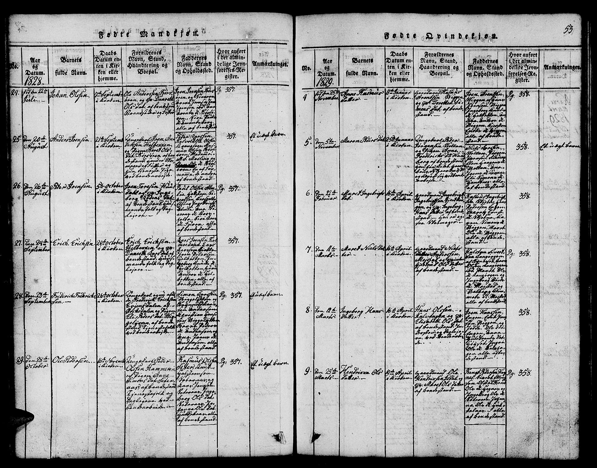 Ministerialprotokoller, klokkerbøker og fødselsregistre - Sør-Trøndelag, SAT/A-1456/665/L0776: Parish register (copy) no. 665C01, 1817-1837, p. 53