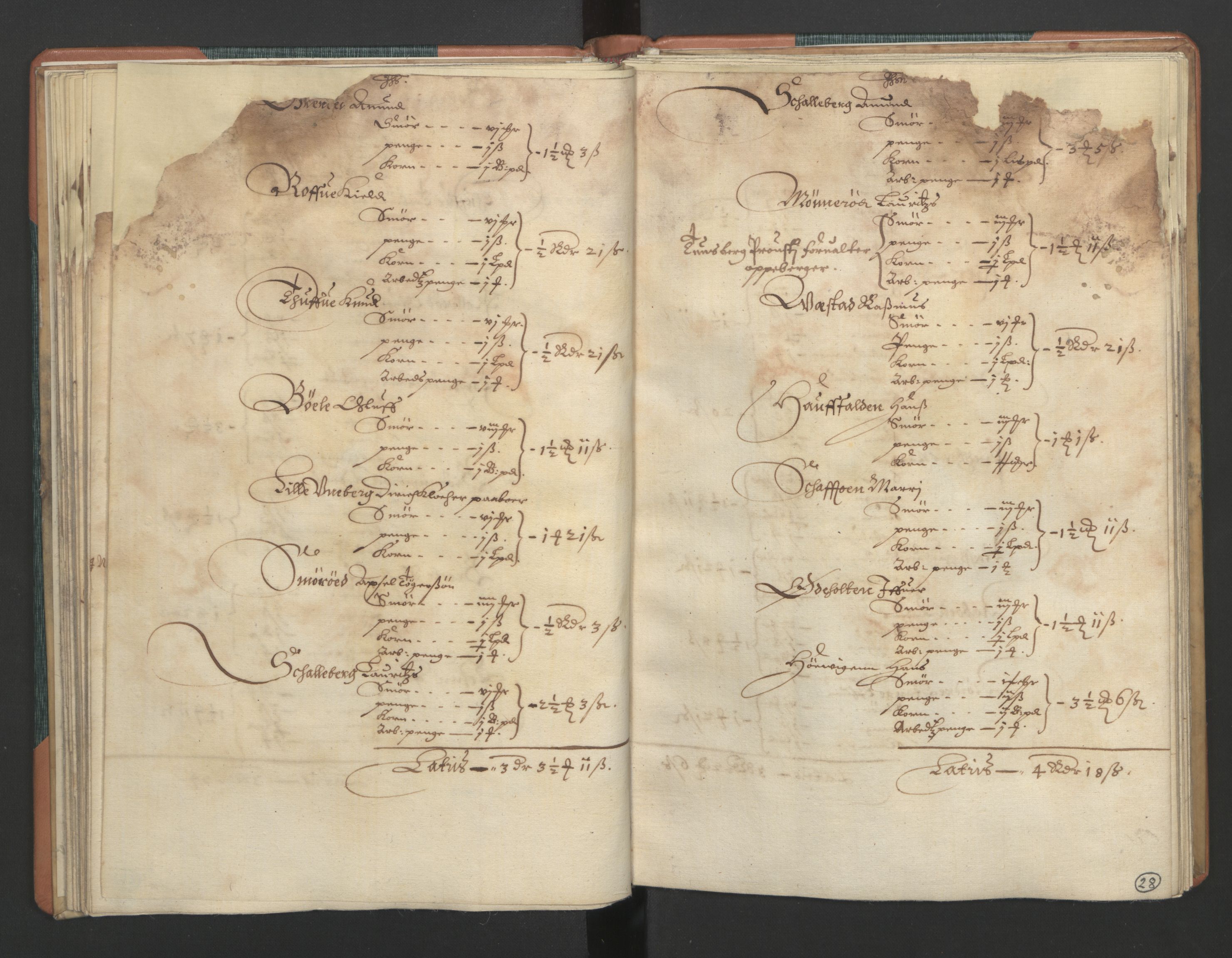 Rentekammeret inntil 1814, Realistisk ordnet avdeling, AV/RA-EA-4070/L/L0015/0002: Tønsberg lagdømme. Brunla len: / Brunla len. Kronens jordebok, 1661, p. 27b-28a