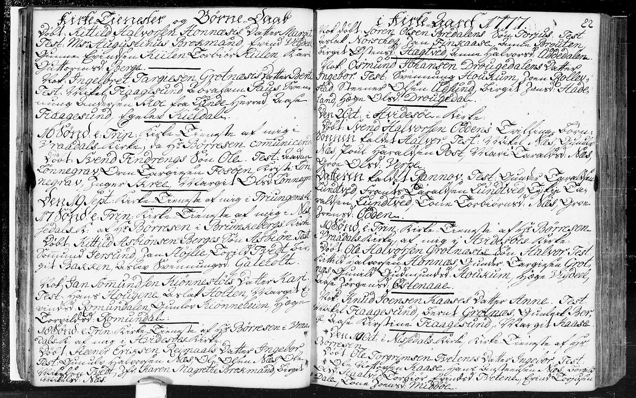 Kviteseid kirkebøker, SAKO/A-276/F/Fa/L0002: Parish register (official) no. I 2, 1773-1786, p. 22