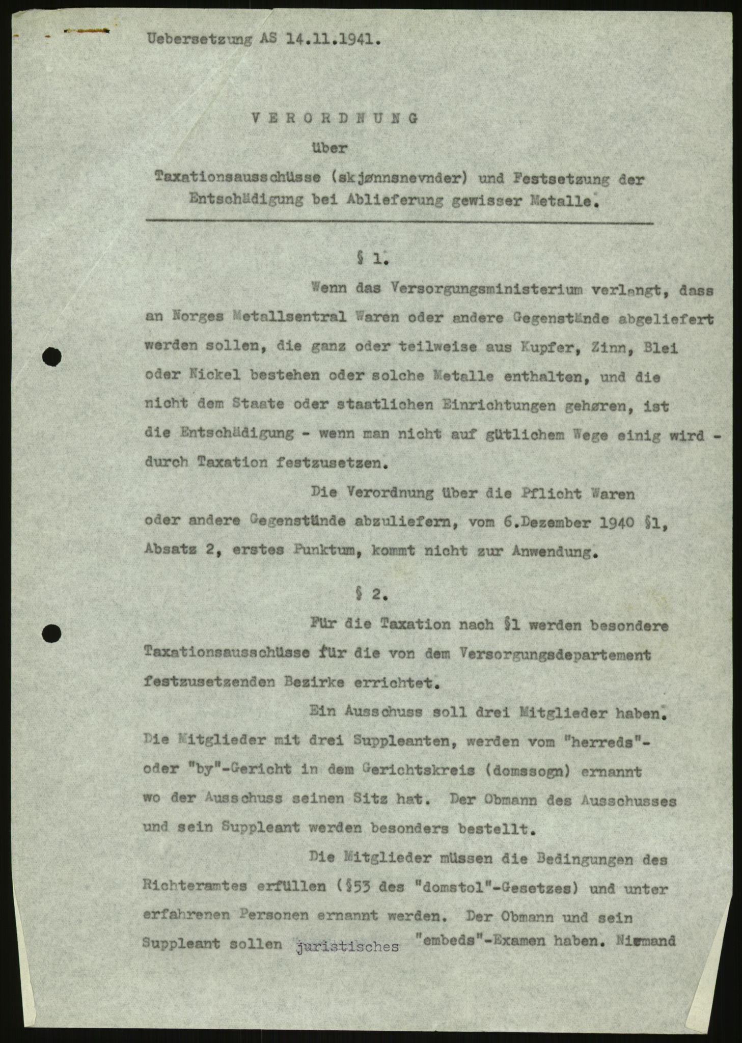 Direktoratet for industriforsyning, Sekretariatet, RA/S-4153/D/Df/L0054: 9. Metallkontoret, 1940-1945, p. 1421