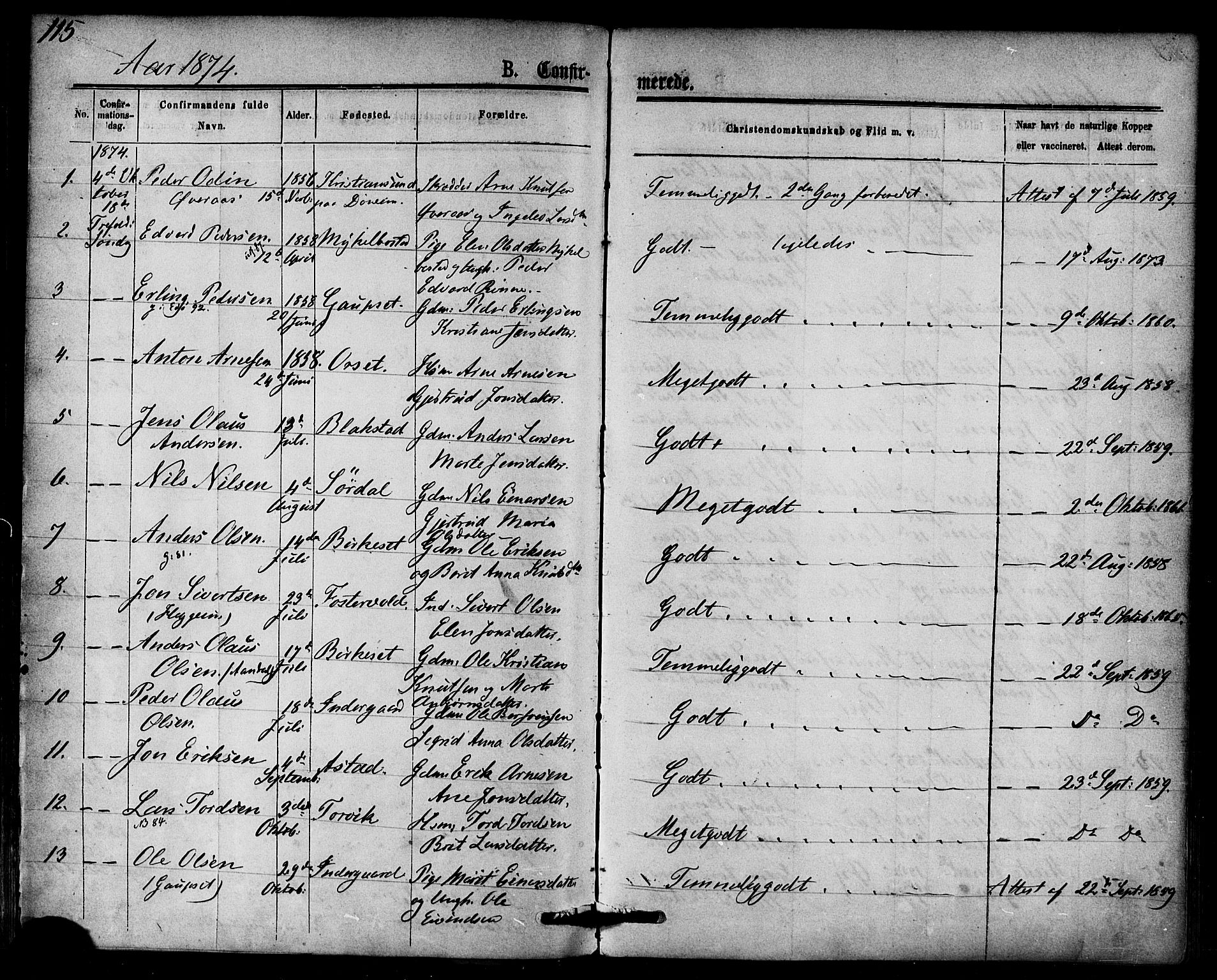 Ministerialprotokoller, klokkerbøker og fødselsregistre - Møre og Romsdal, AV/SAT-A-1454/584/L0966: Parish register (official) no. 584A06, 1869-1878, p. 115