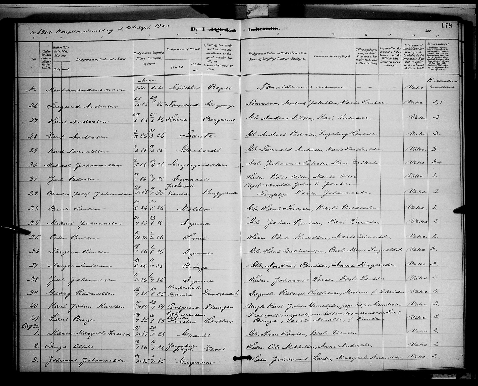 Gran prestekontor, AV/SAH-PREST-112/H/Ha/Hab/L0005: Parish register (copy) no. 5, 1892-1900, p. 178