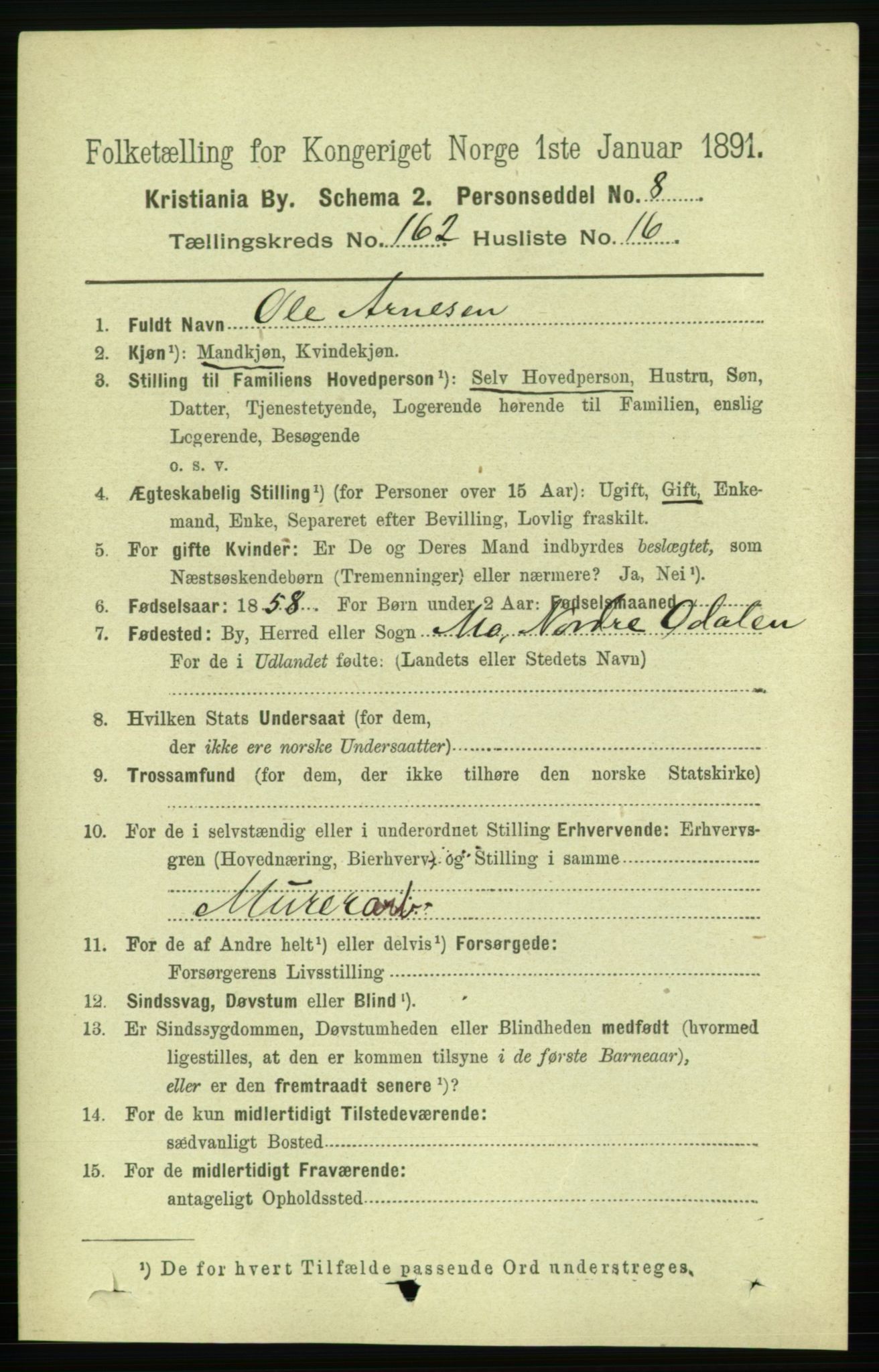 RA, 1891 census for 0301 Kristiania, 1891, p. 93388