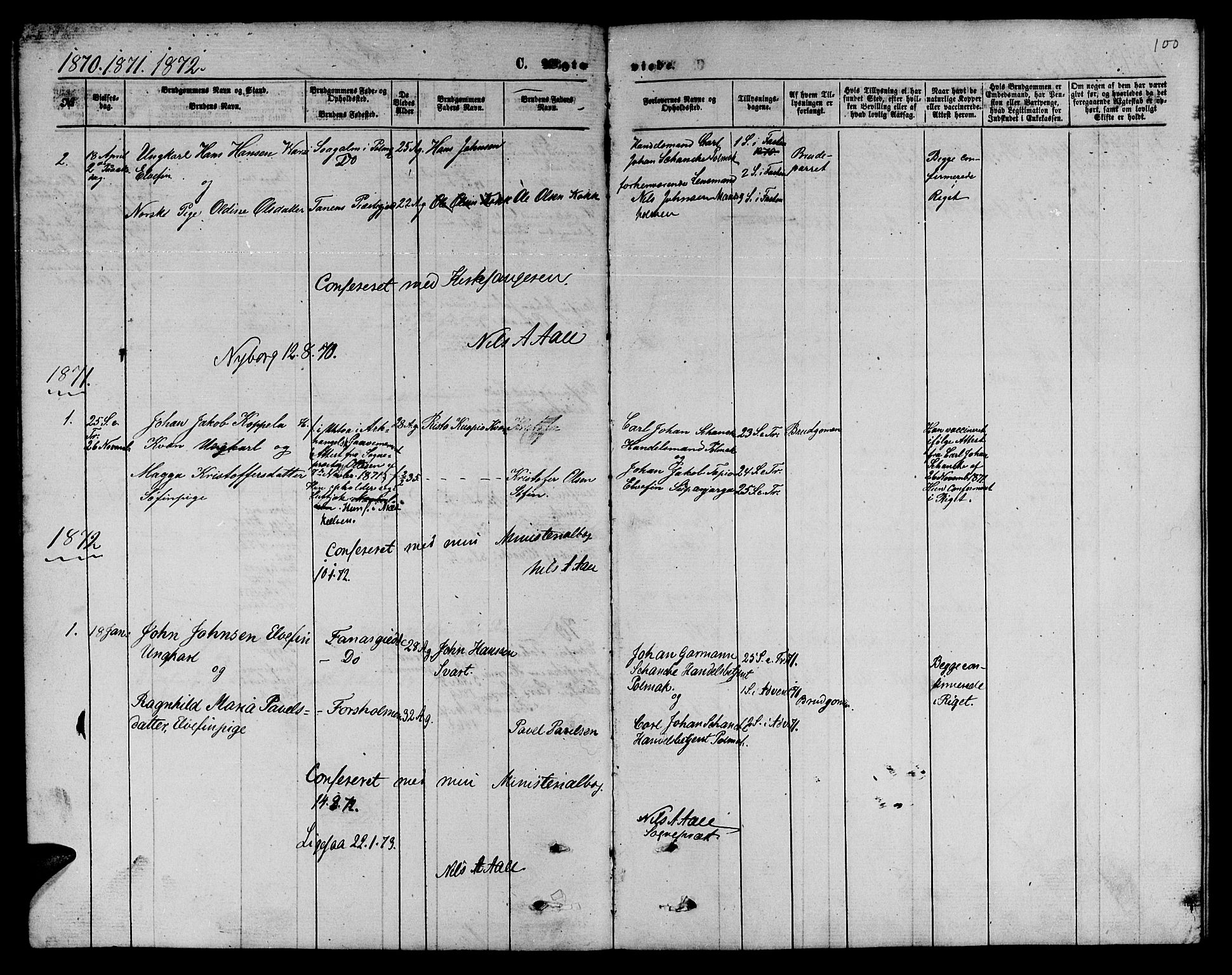 Nesseby sokneprestkontor, SATØ/S-1330/H/Hb/L0006klokker: Parish register (copy) no. 6, 1860-1876, p. 100
