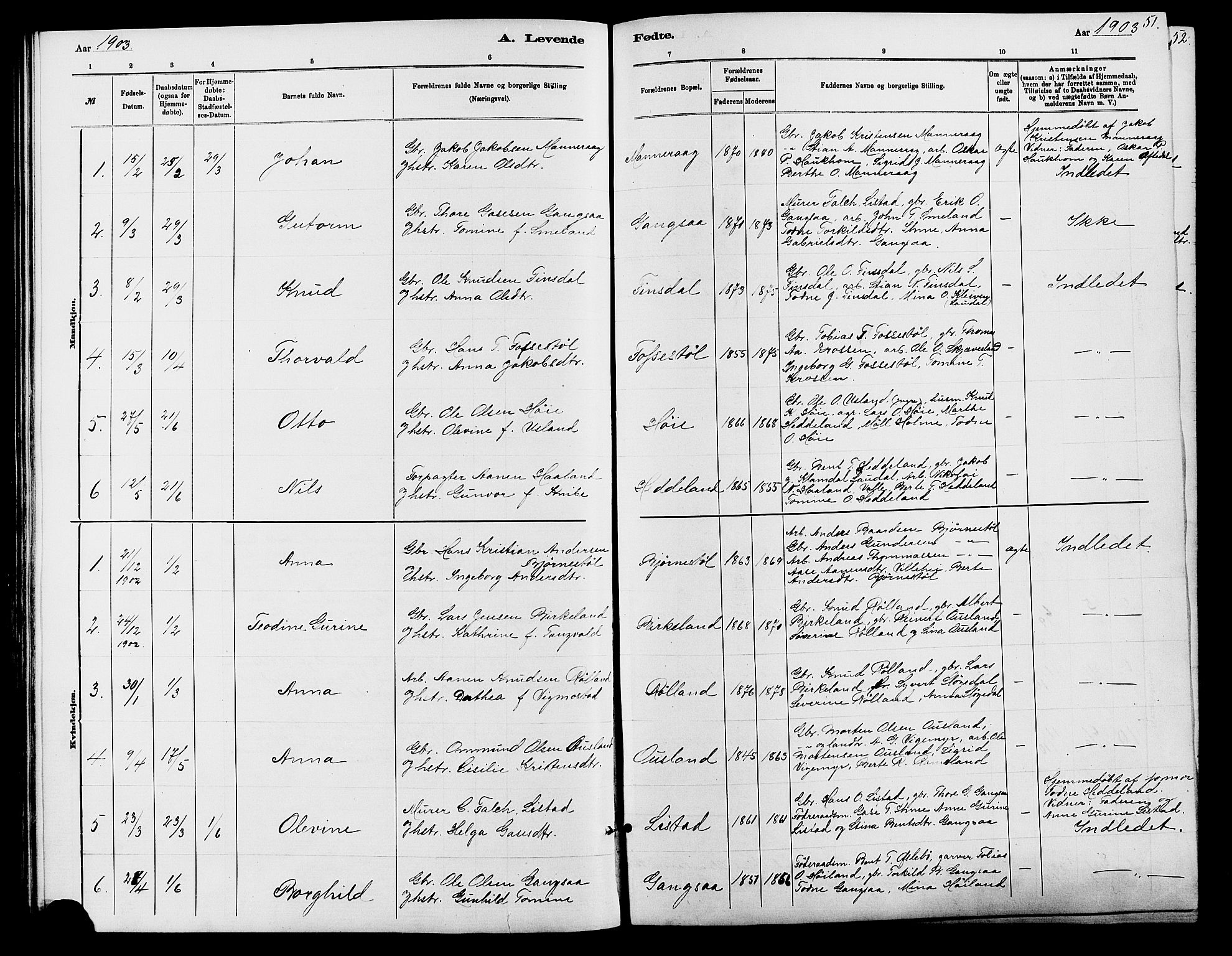 Holum sokneprestkontor, AV/SAK-1111-0022/F/Fb/Fbc/L0003: Parish register (copy) no. B 3, 1882-1908, p. 51