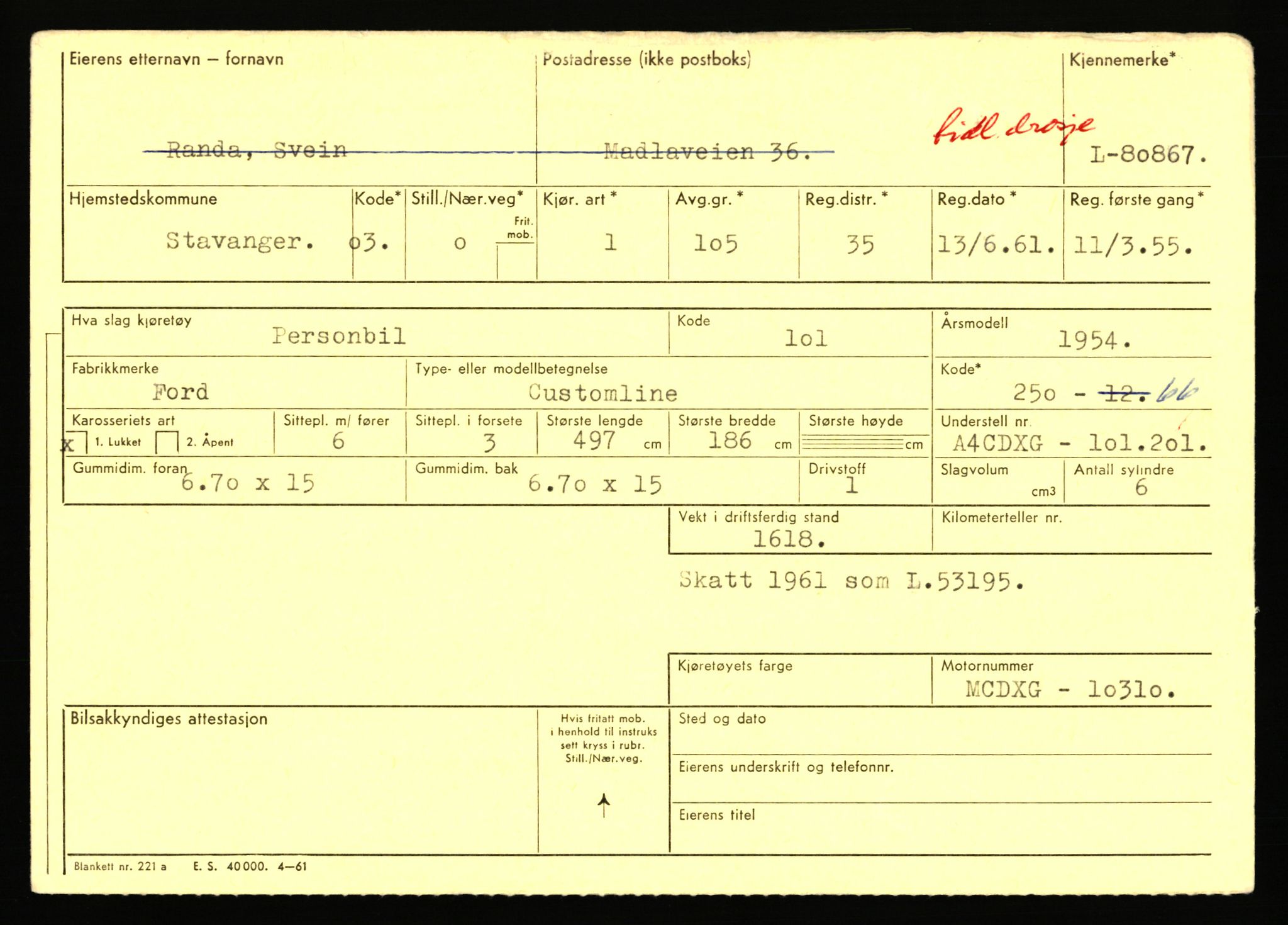 Stavanger trafikkstasjon, AV/SAST-A-101942/0/F/L0071: L-80500 - L-82199, 1930-1971, p. 641