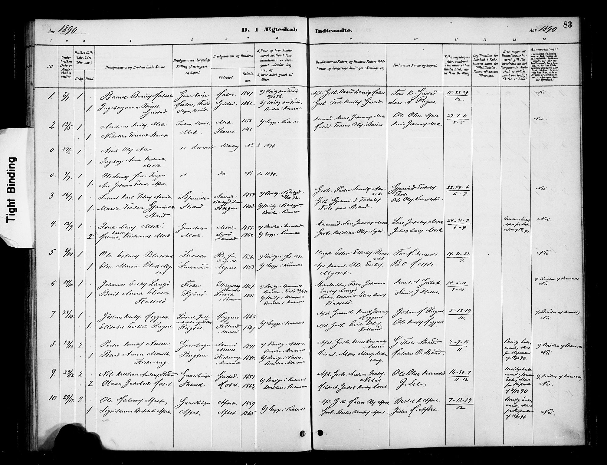 Ministerialprotokoller, klokkerbøker og fødselsregistre - Møre og Romsdal, SAT/A-1454/568/L0809: Parish register (official) no. 568A13, 1884-1900, p. 83