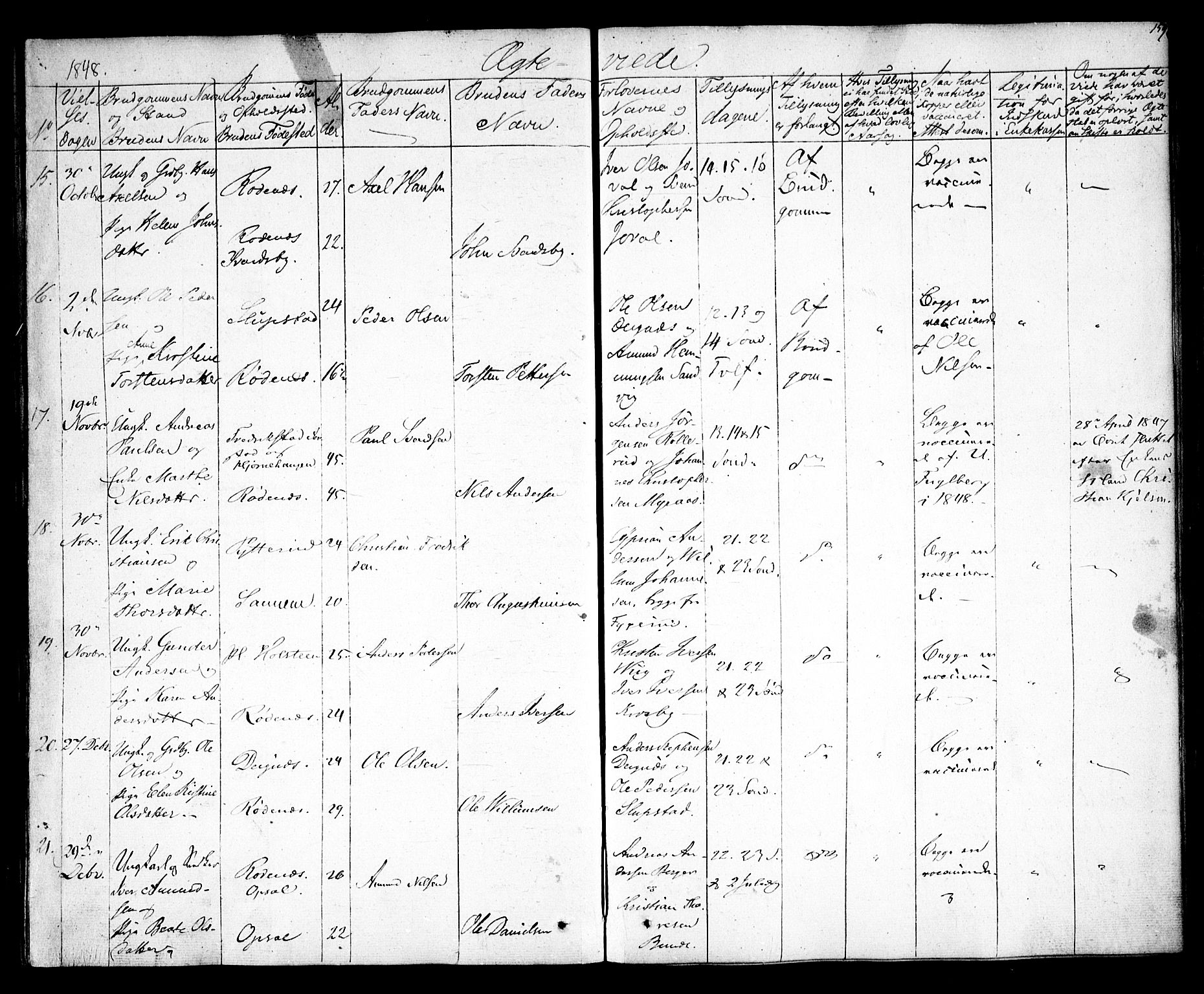 Rødenes prestekontor Kirkebøker, AV/SAO-A-2005/F/Fa/L0005: Parish register (official) no. I 5, 1838-1849, p. 159