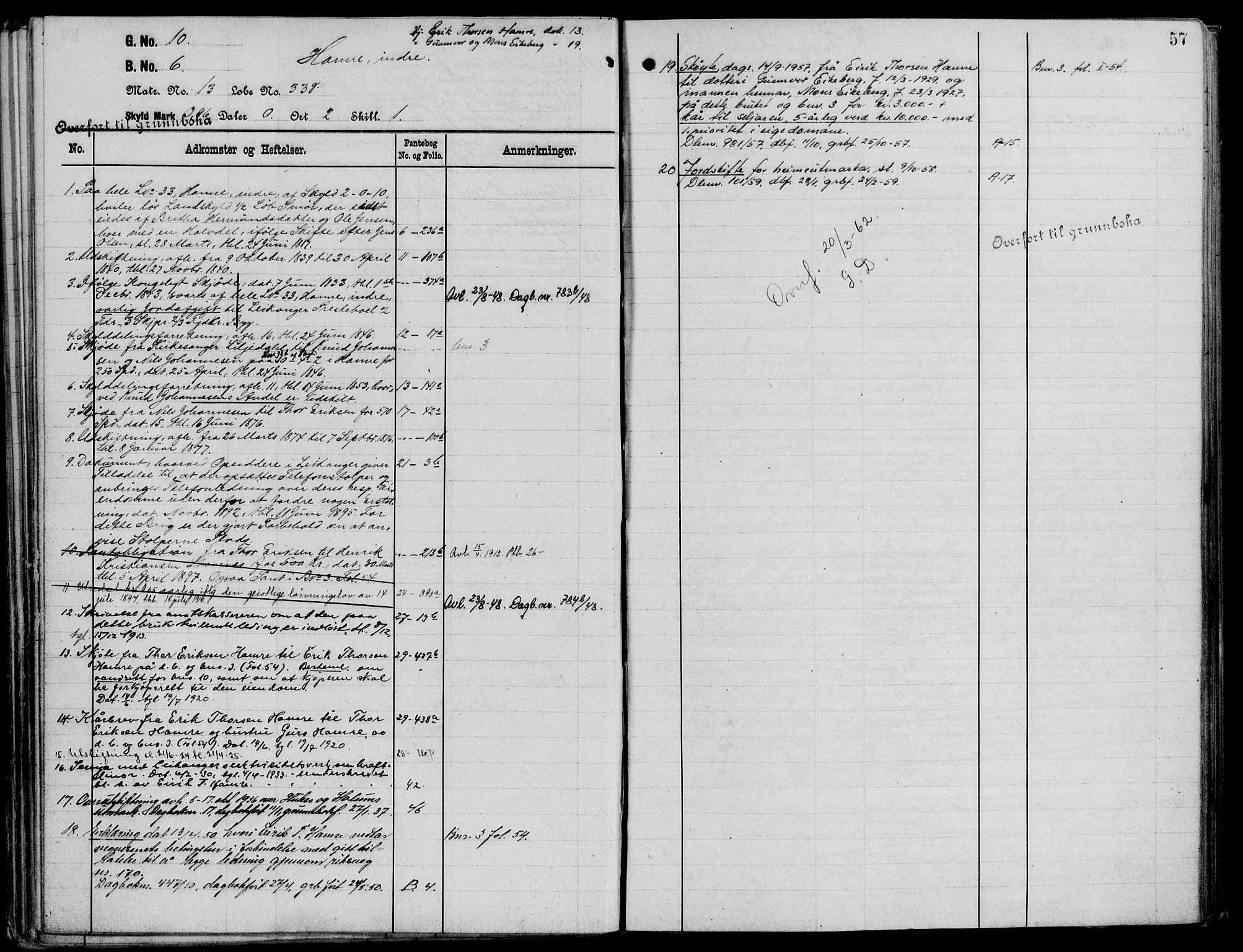 Ytre Sogn tingrett, AV/SAB-A-2601/1/G/Gaa/L0010: Mortgage register no. II.A.a.10, 1800-1965, p. 57