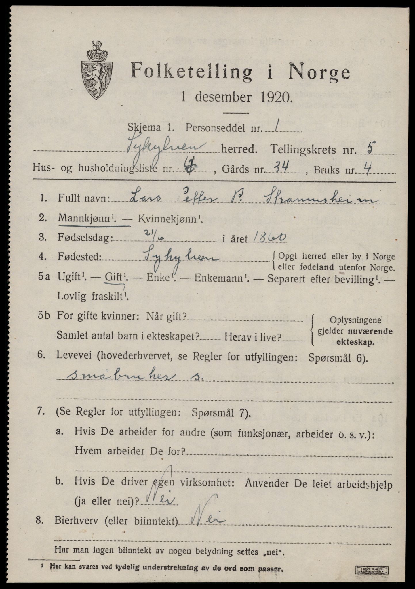SAT, 1920 census for Sykkylven, 1920, p. 3237