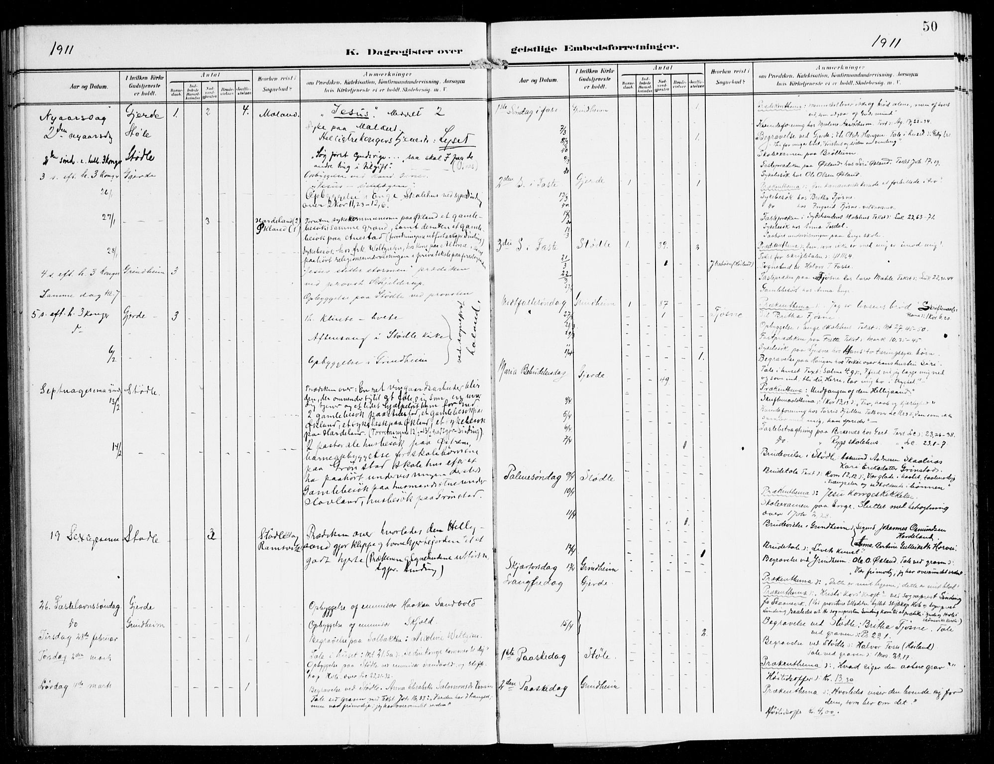 Etne sokneprestembete, SAB/A-75001/H/Haa: Parish register (official) no. E 2, 1905-1922, p. 50