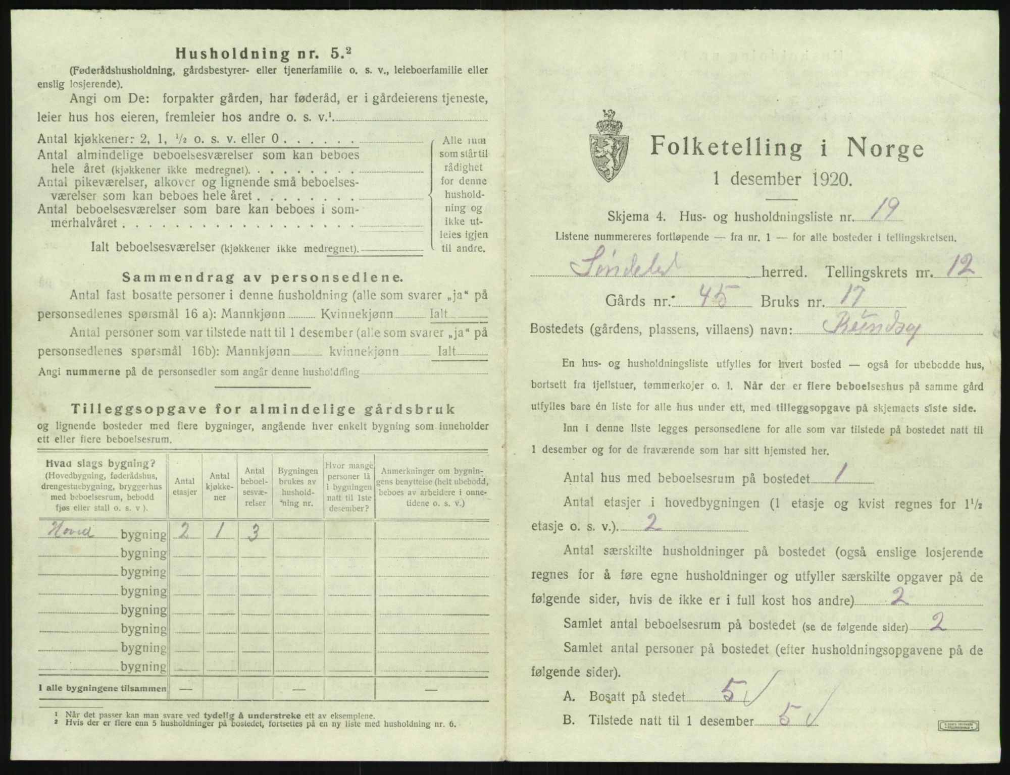 SAK, 1920 census for Søndeled, 1920, p. 991