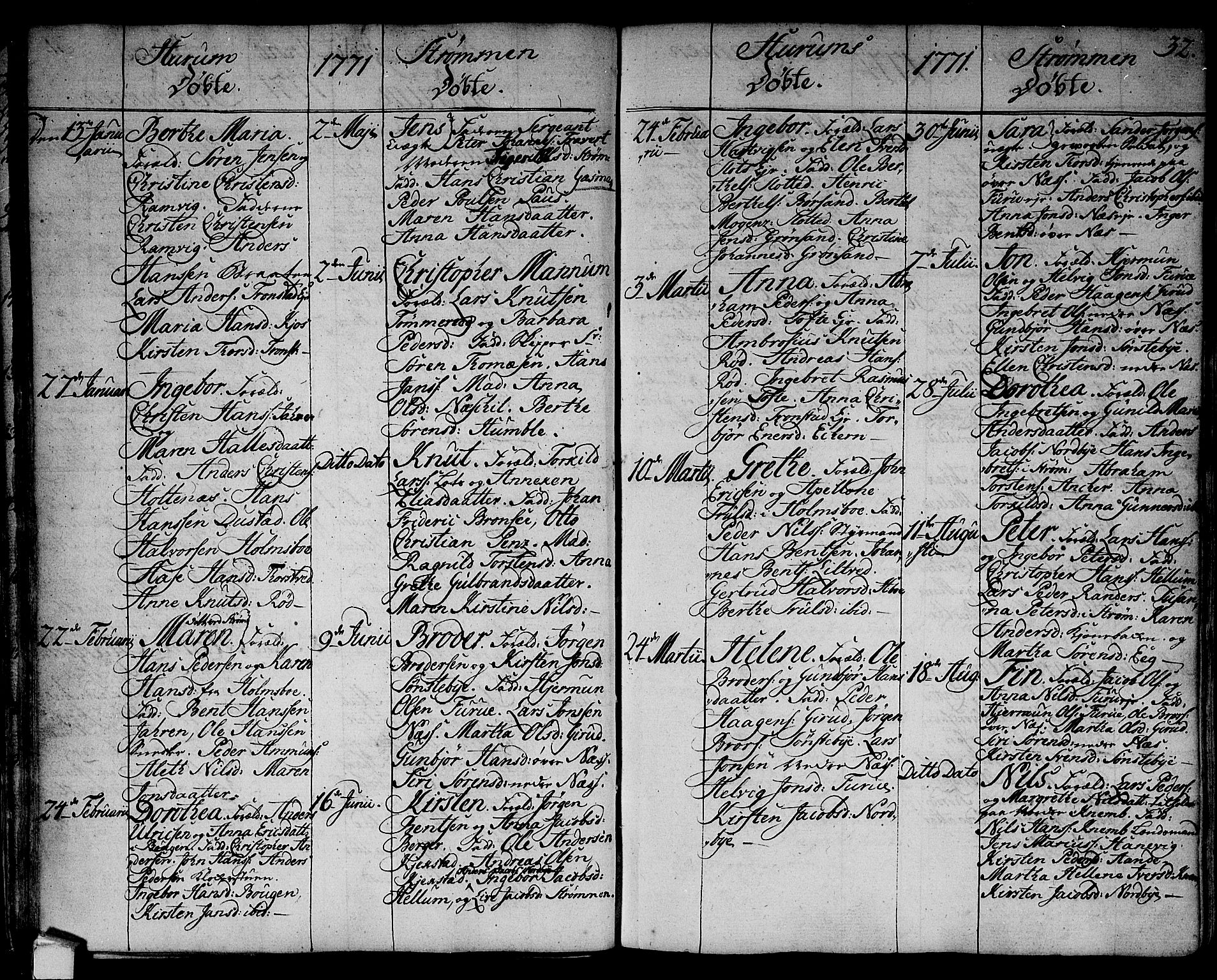 Hurum kirkebøker, AV/SAKO-A-229/F/Fa/L0007: Parish register (official) no. 7, 1771-1810, p. 32