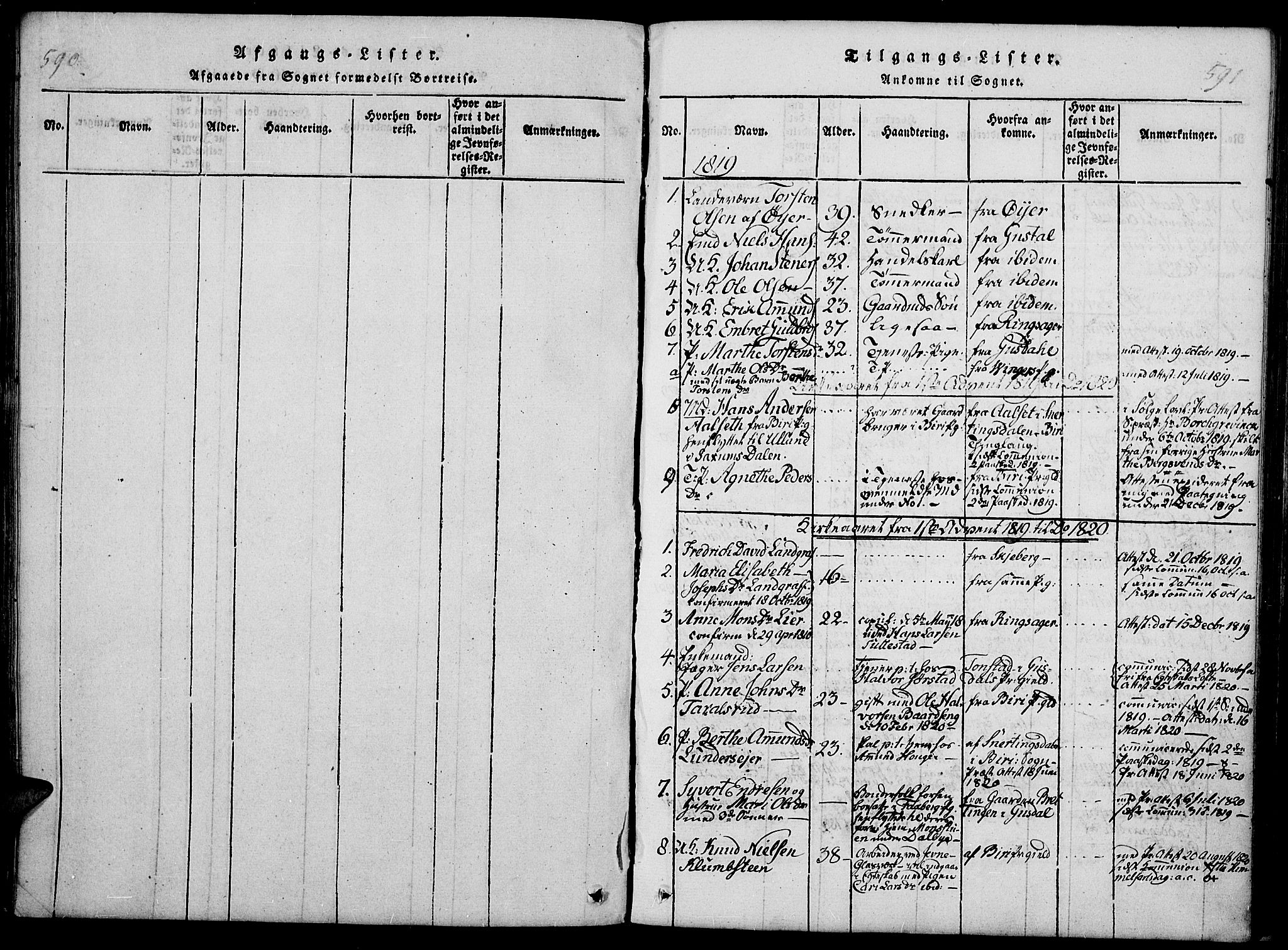 Fåberg prestekontor, SAH/PREST-086/H/Ha/Haa/L0003: Parish register (official) no. 3, 1818-1833, p. 590-591