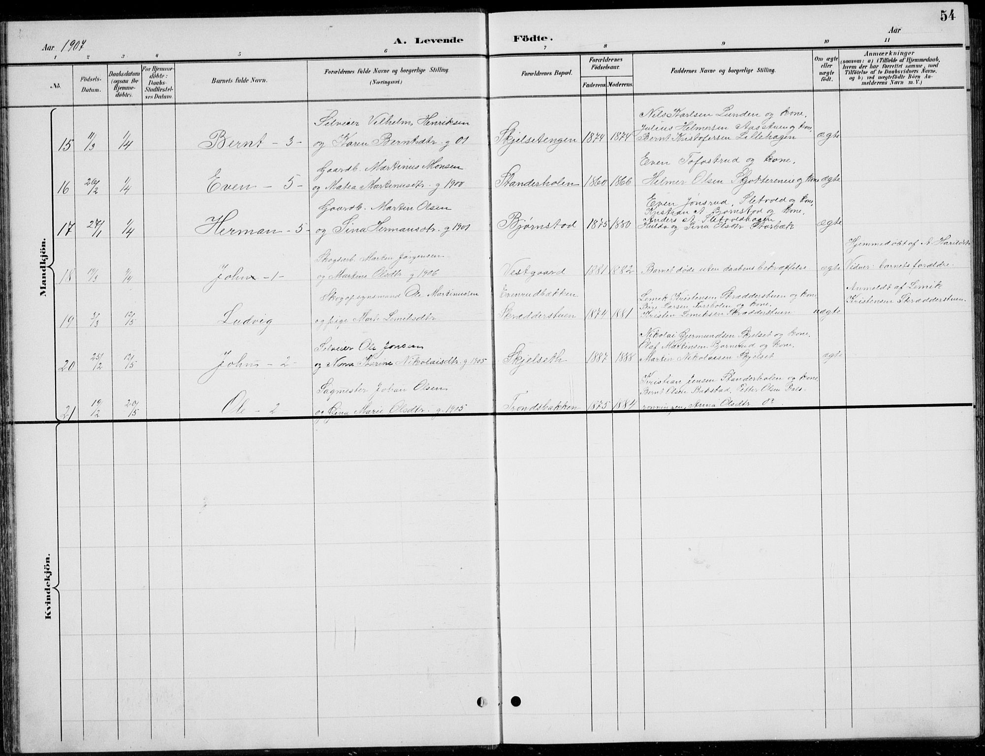 Romedal prestekontor, AV/SAH-PREST-004/L/L0013: Parish register (copy) no. 13, 1896-1937, p. 54