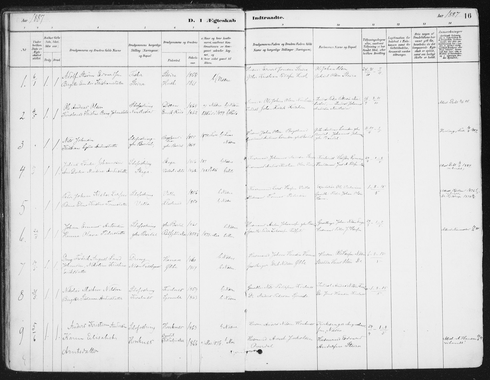 Ministerialprotokoller, klokkerbøker og fødselsregistre - Nordland, SAT/A-1459/838/L0553: Parish register (official) no. 838A11, 1880-1910, p. 16