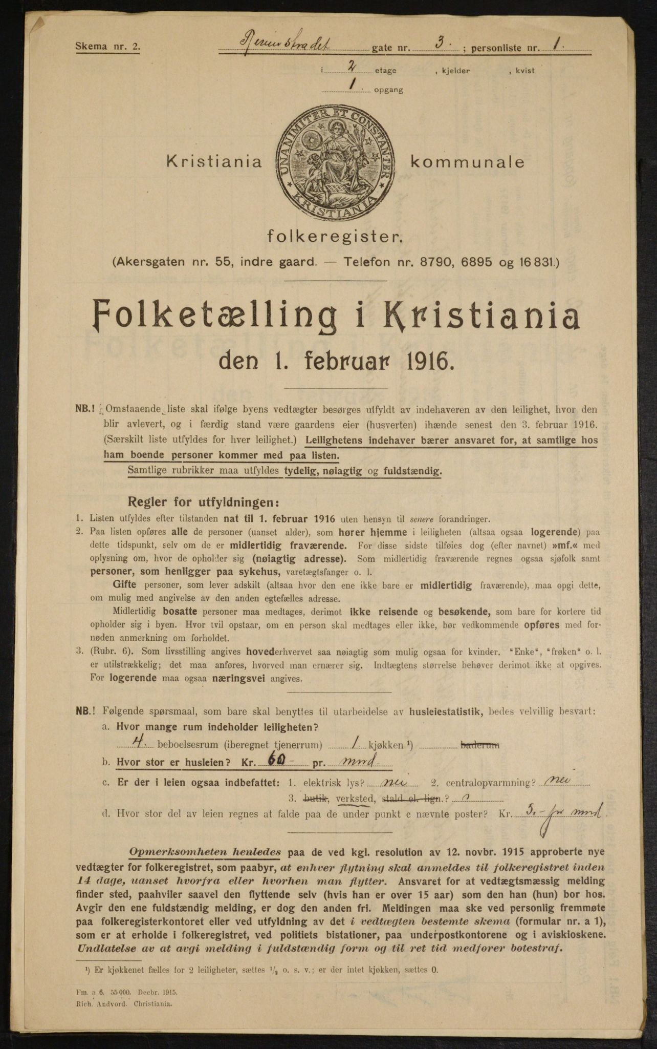 OBA, Municipal Census 1916 for Kristiania, 1916, p. 85027