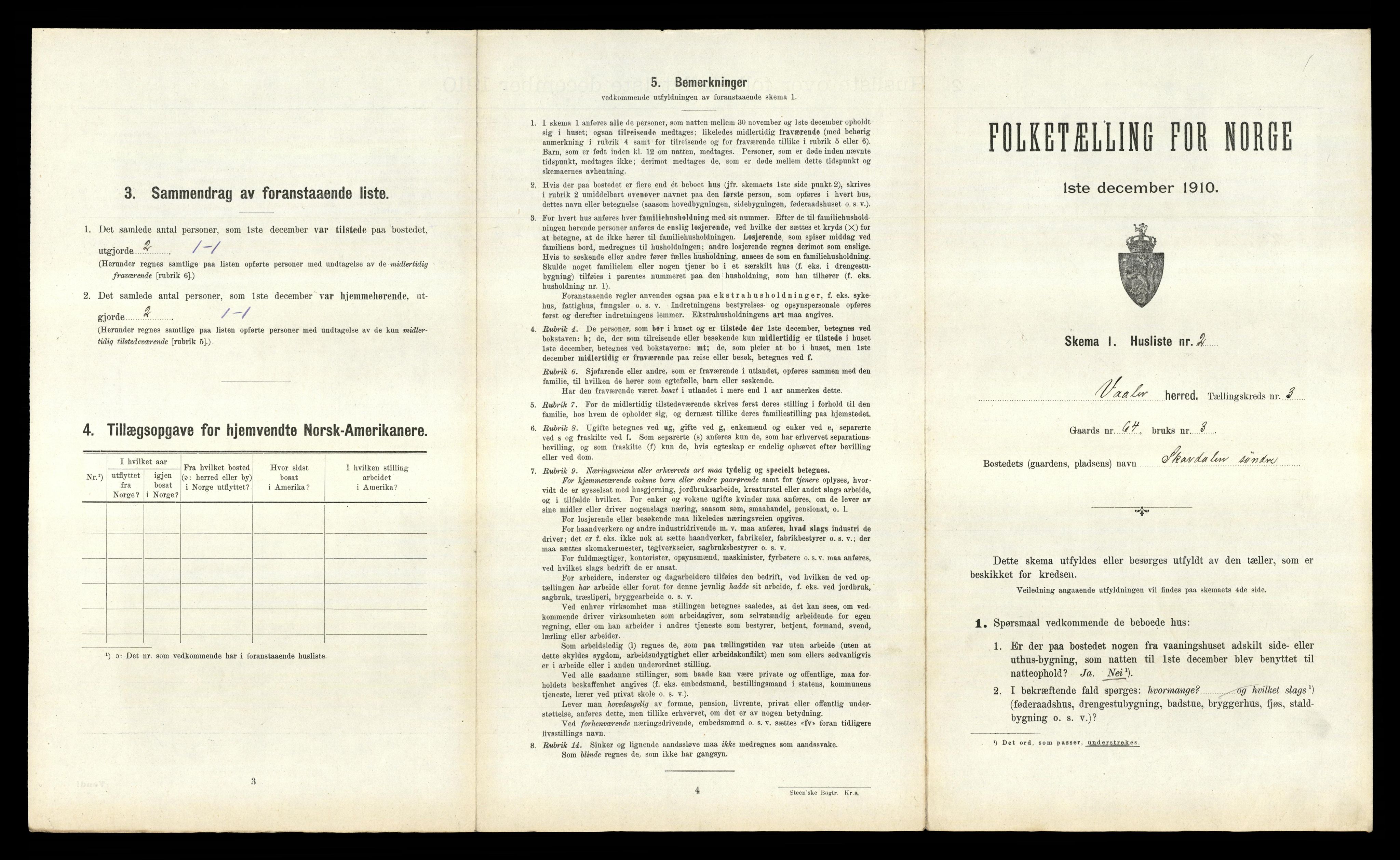 RA, 1910 census for Våler, 1910, p. 318