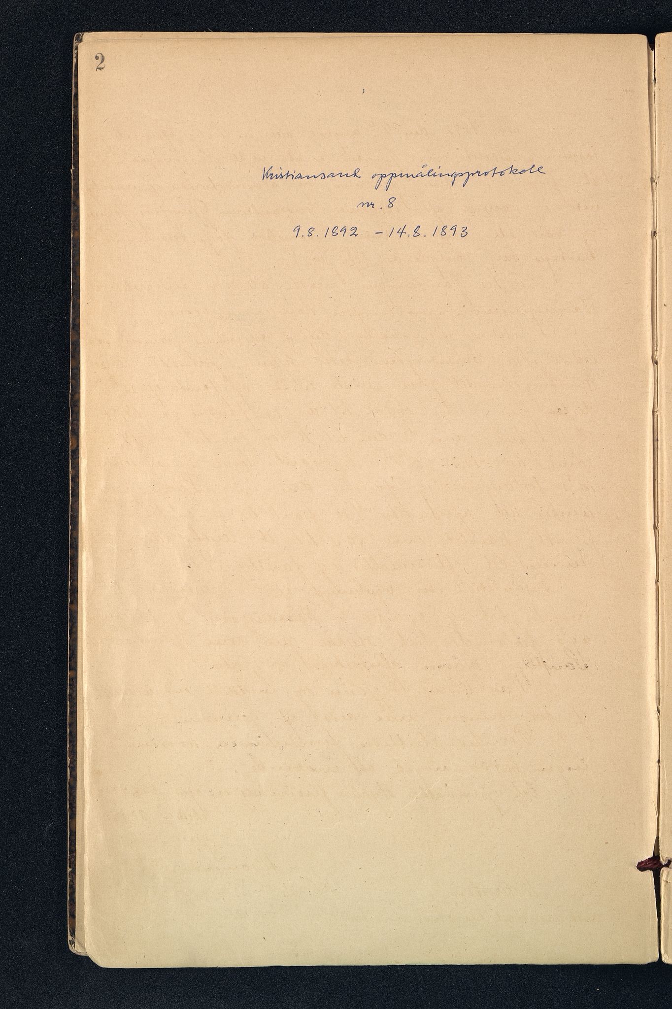 Kristiansand By - Magistraten, ARKSOR/1001KG122/I/Ic/L0010: Grunnmålingsprotokoll nr.8 (d), 1892-1893