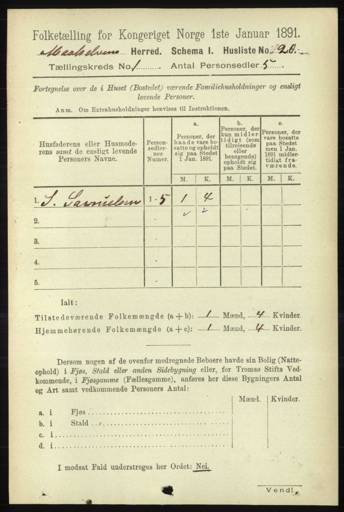 RA, 1891 census for 1924 Målselv, 1891, p. 50