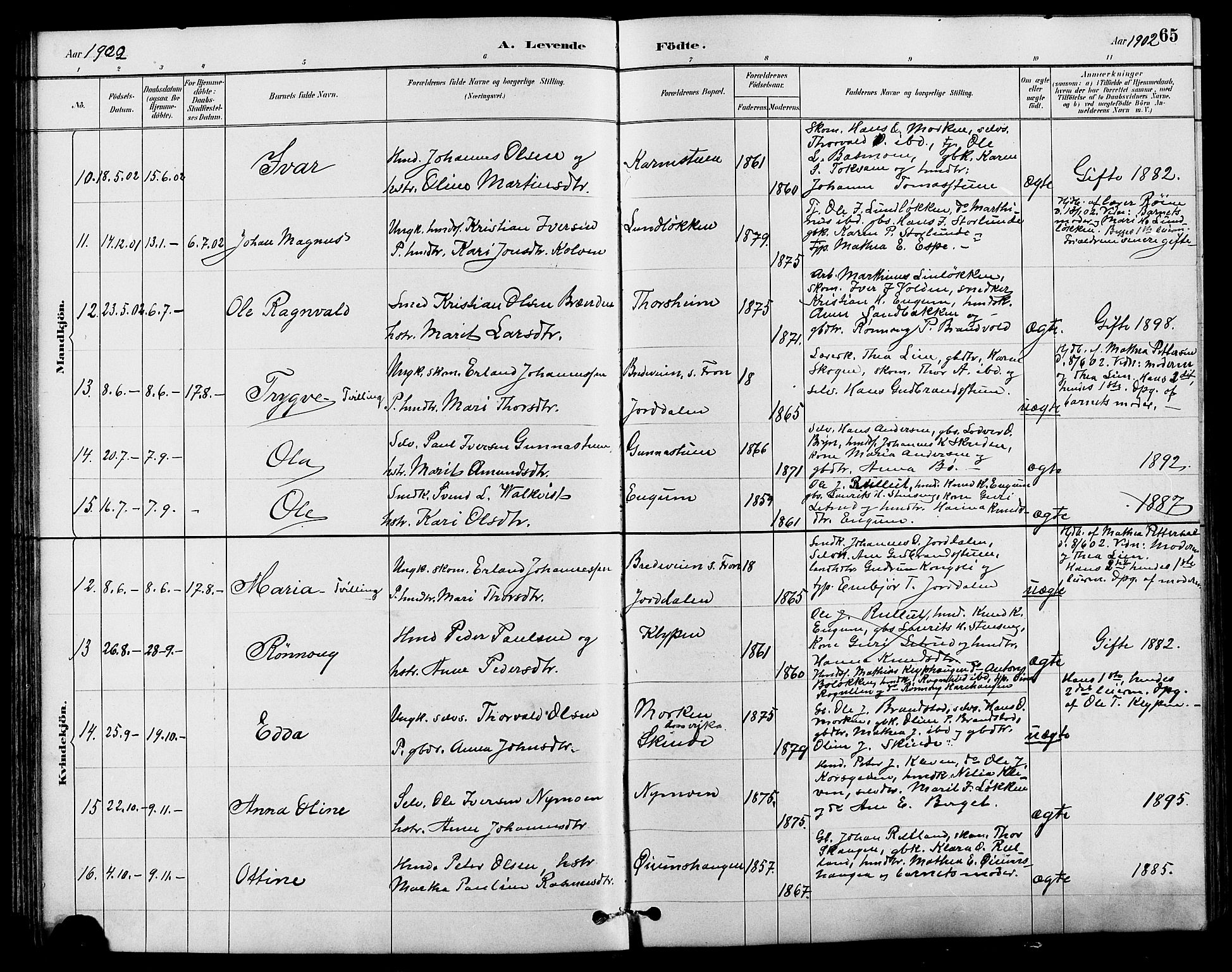 Nord-Fron prestekontor, AV/SAH-PREST-080/H/Ha/Hab/L0004: Parish register (copy) no. 4, 1884-1914, p. 65