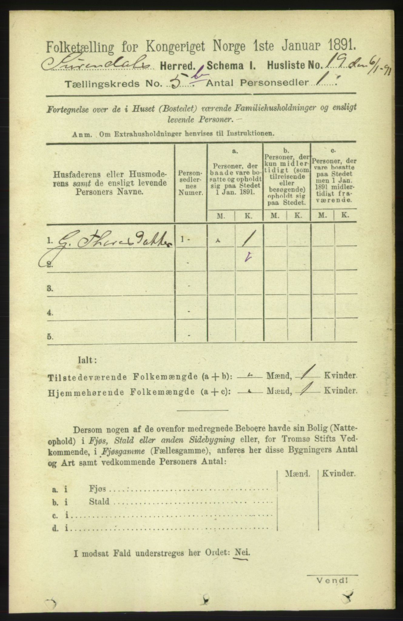 RA, 1891 census for 1566 Surnadal, 1891, p. 1475