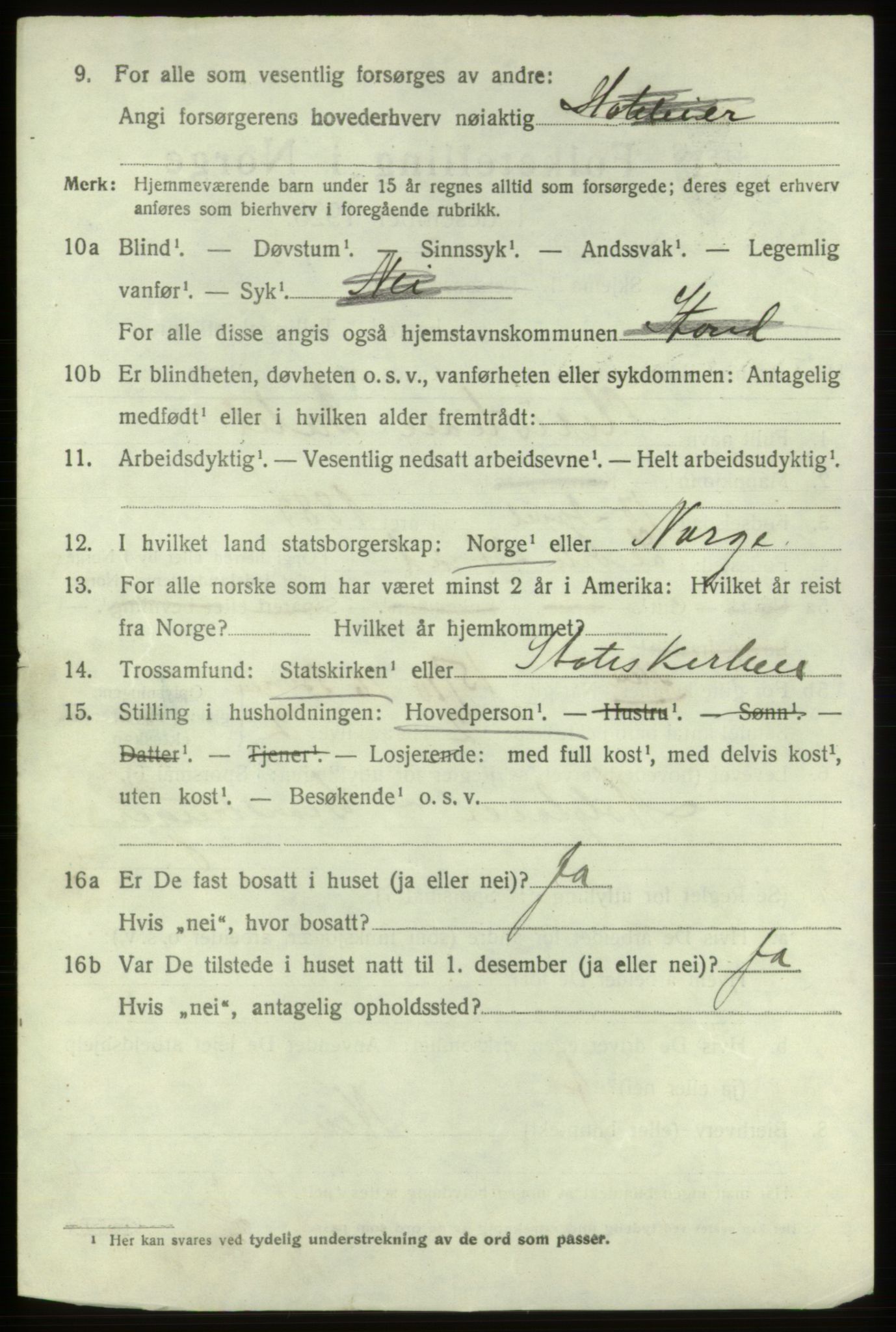 SAB, 1920 census for Stord, 1920, p. 6316