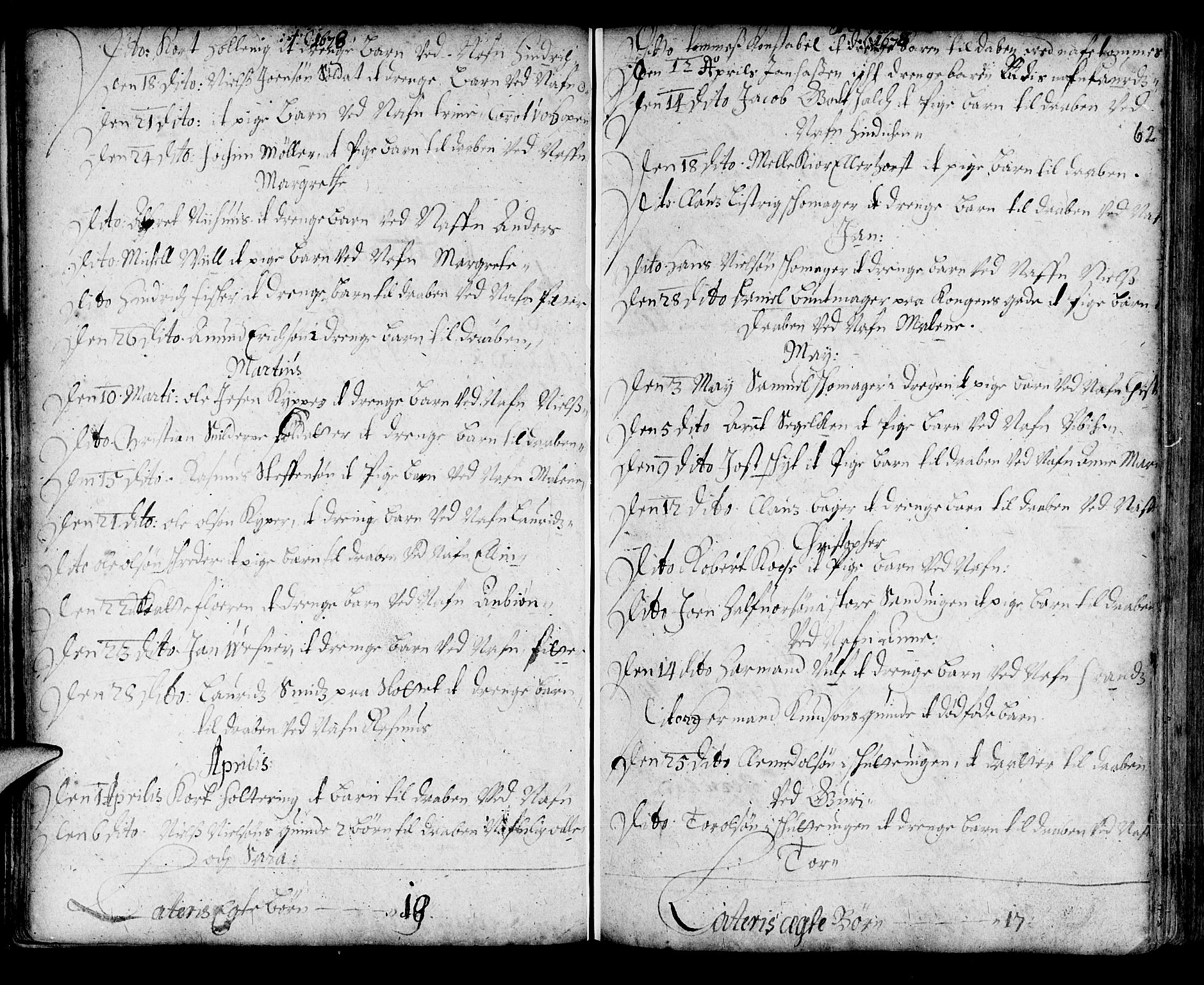 Korskirken sokneprestembete, SAB/A-76101/H/Haa/L0001: Parish register (official) no. A 1, 1674-1688, p. 62