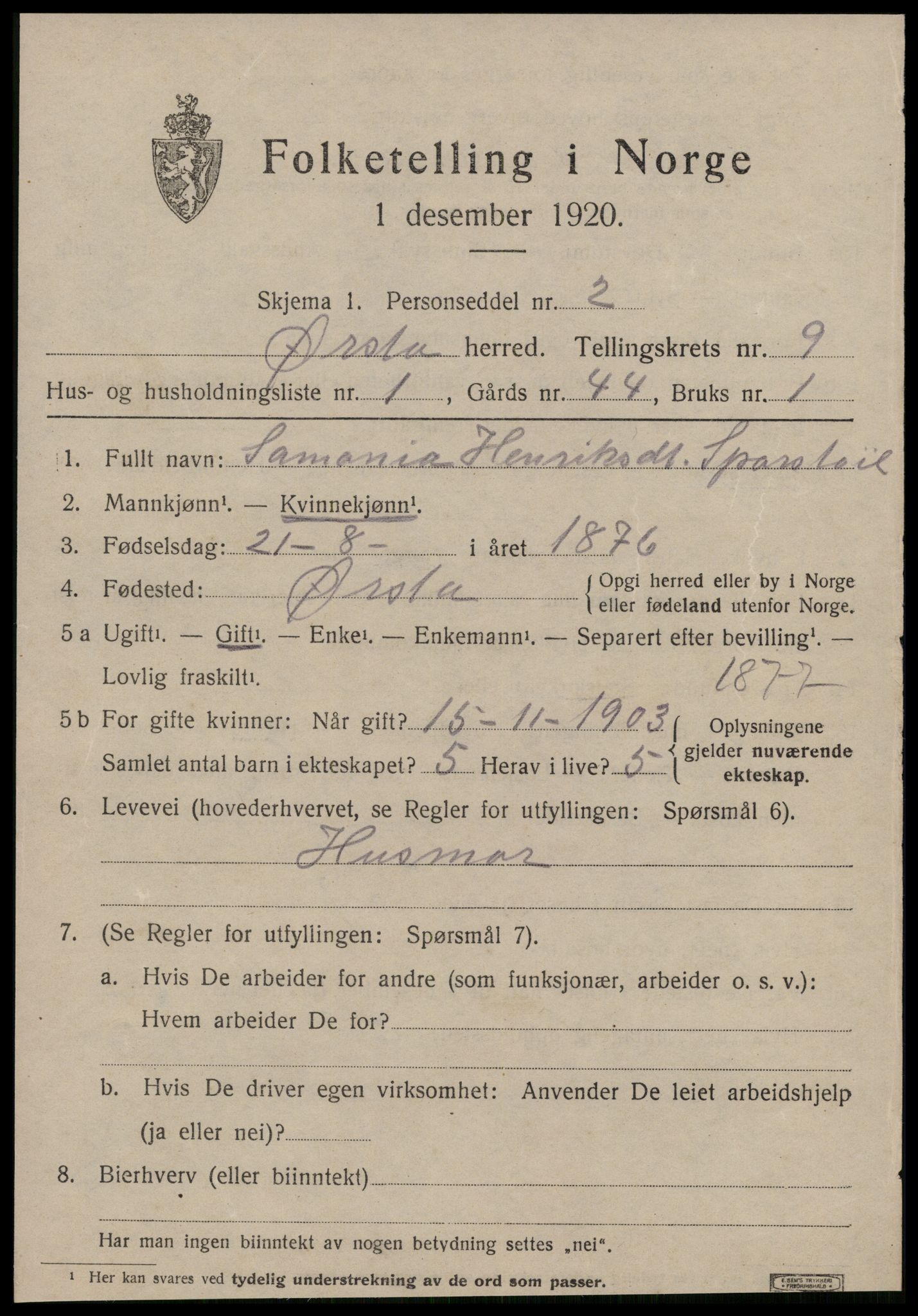 SAT, 1920 census for Ørsta, 1920, p. 6292