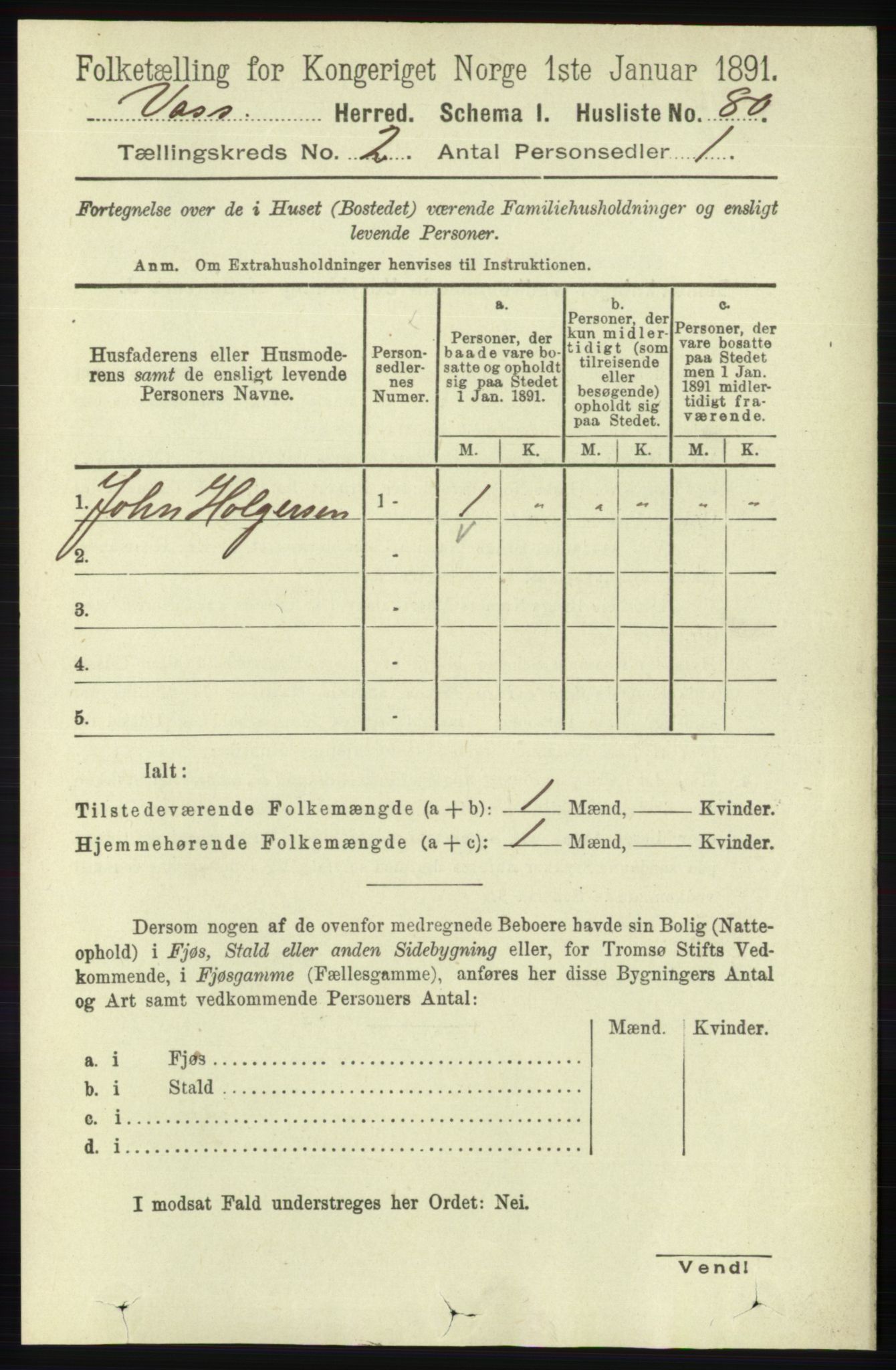 RA, 1891 census for 1235 Voss, 1891, p. 622