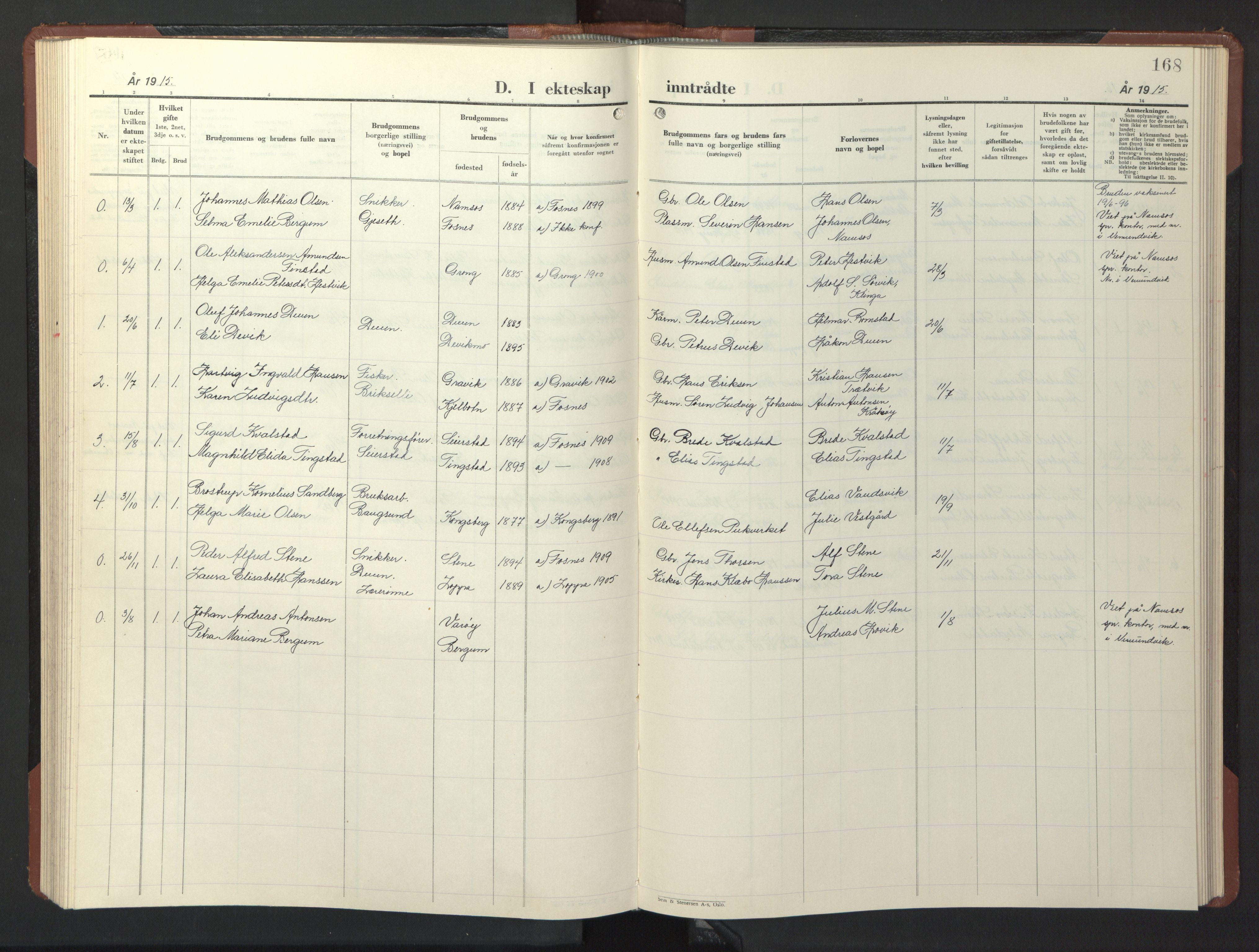 Ministerialprotokoller, klokkerbøker og fødselsregistre - Nord-Trøndelag, SAT/A-1458/773/L0625: Parish register (copy) no. 773C01, 1910-1952, p. 168