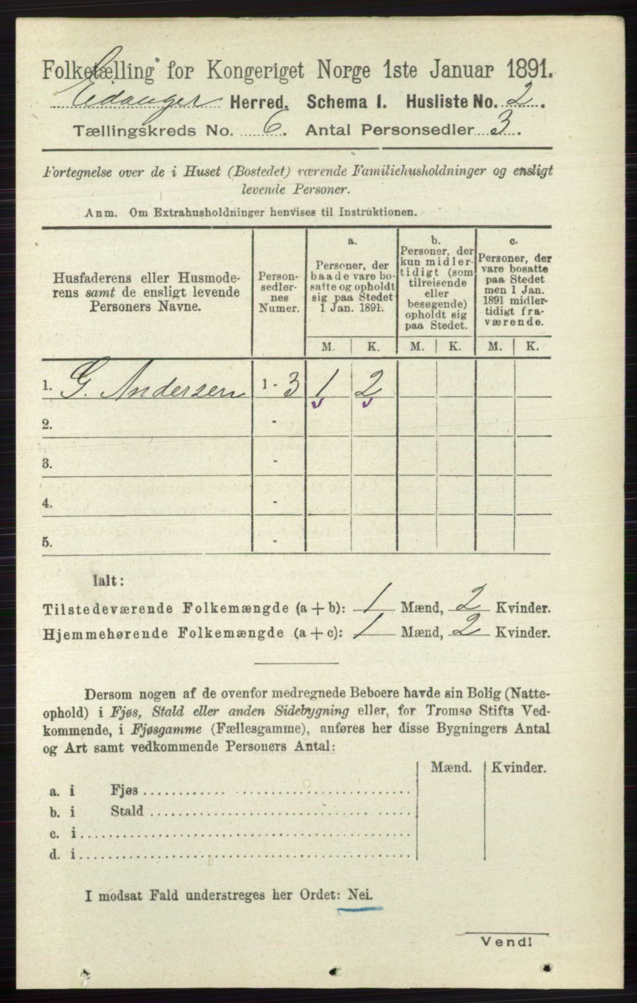 RA, 1891 census for 0813 Eidanger, 1891, p. 2546