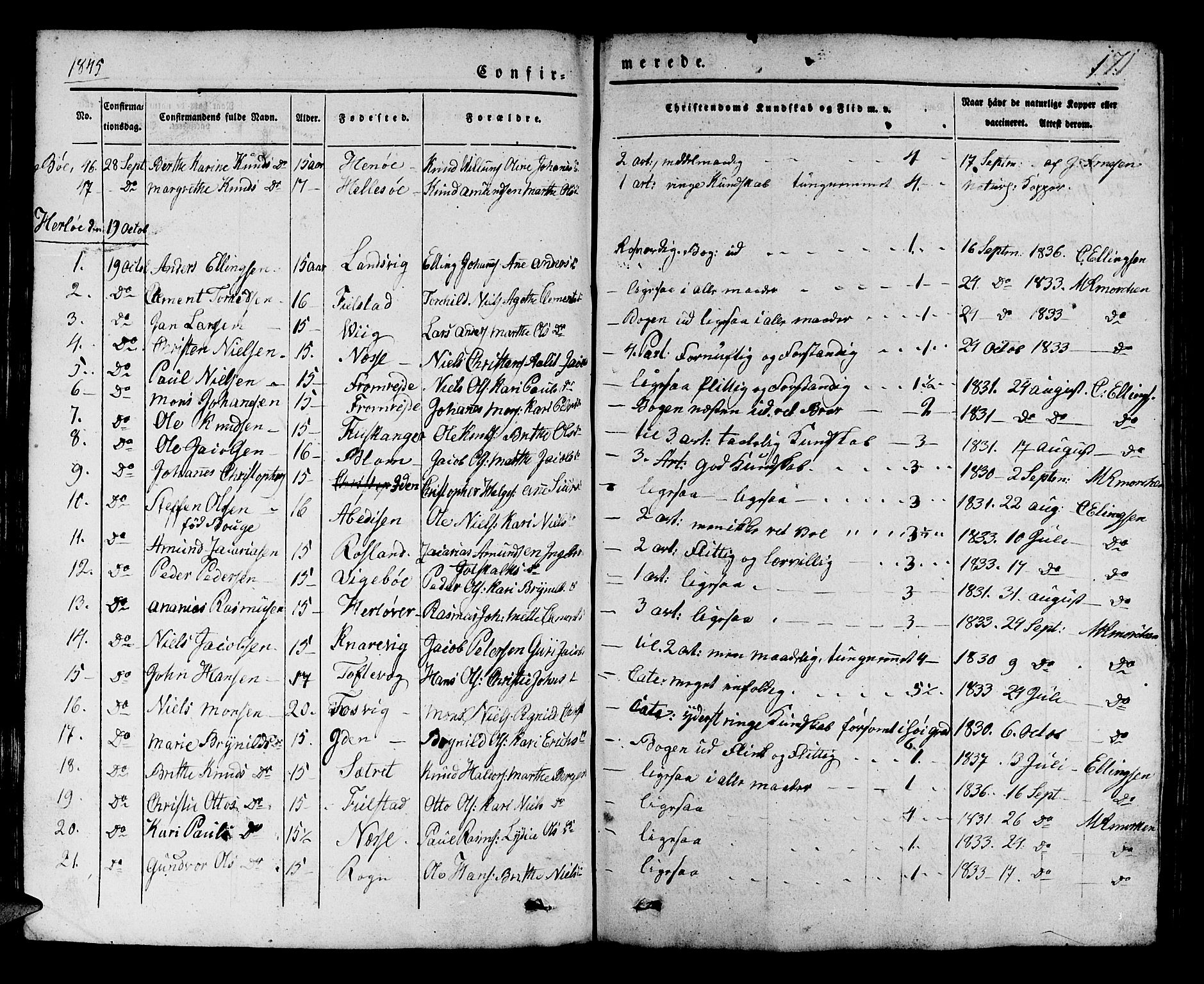 Manger sokneprestembete, AV/SAB-A-76801/H/Haa: Parish register (official) no. A 5, 1839-1848, p. 171