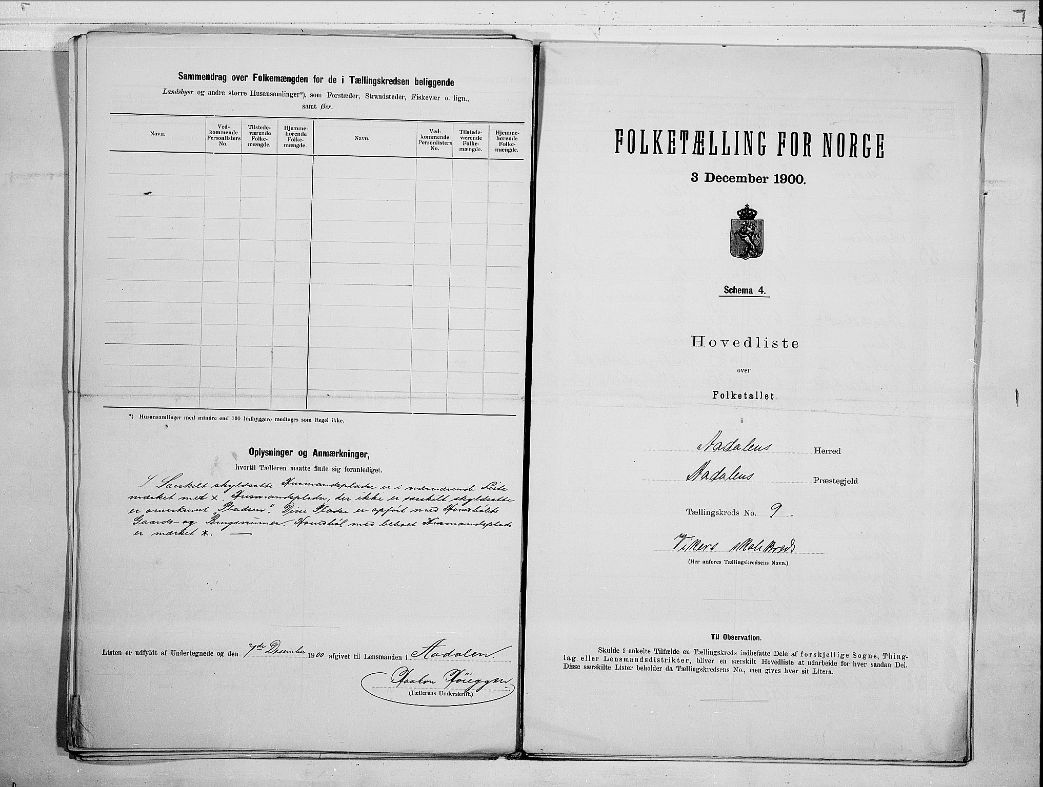 RA, 1900 census for Ådal, 1900, p. 20