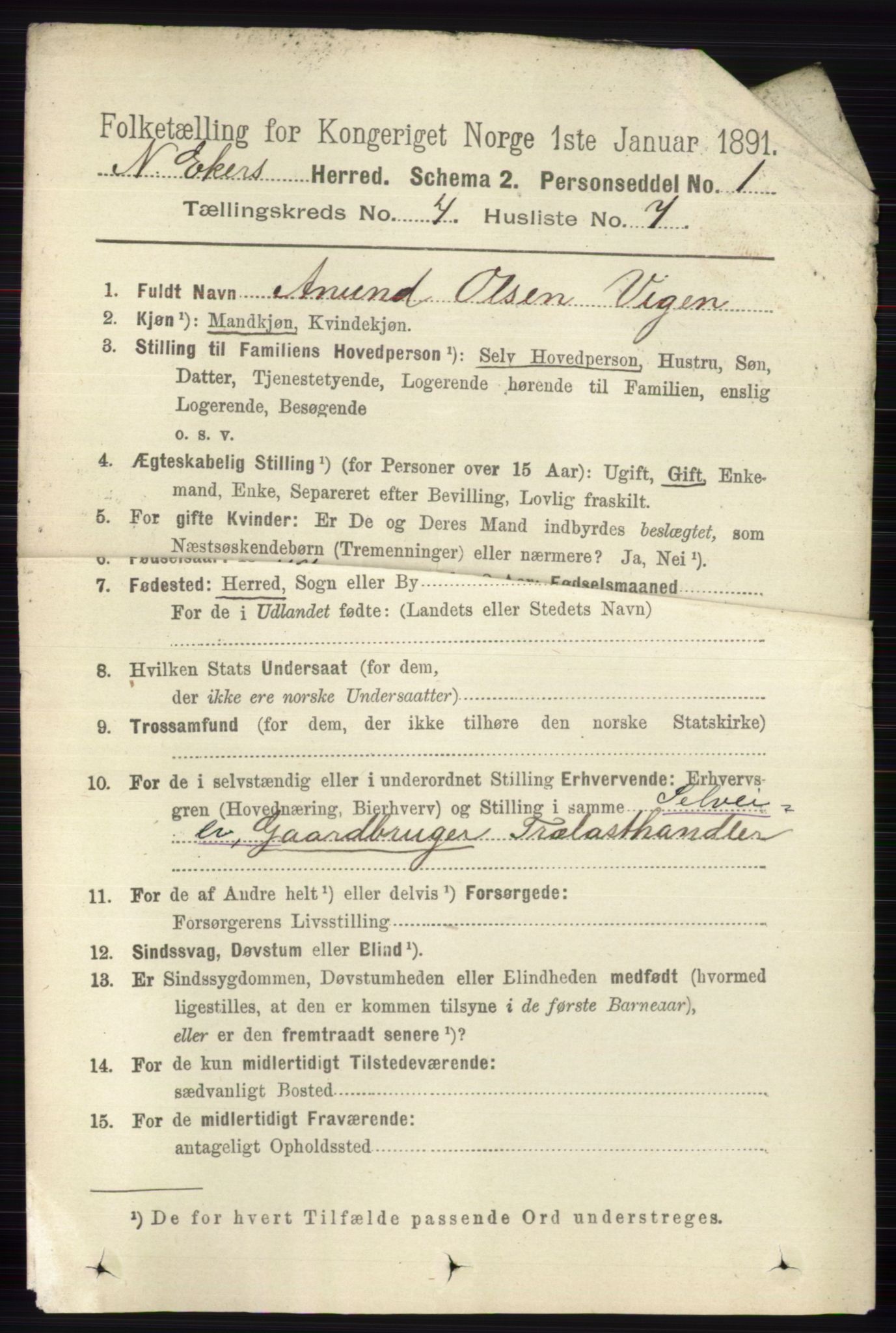 RA, 1891 census for 0625 Nedre Eiker, 1891, p. 1977