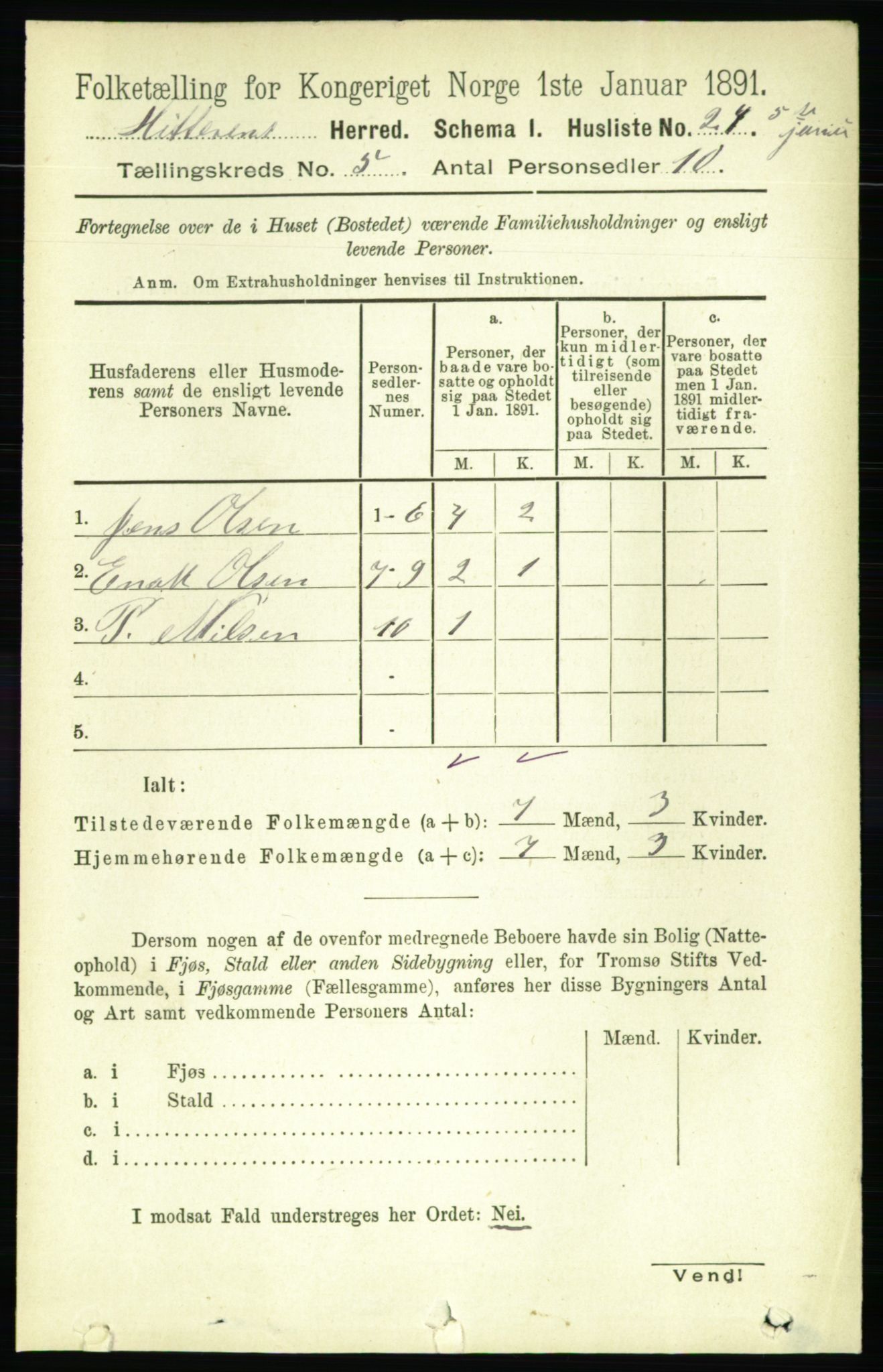 RA, 1891 census for 1617 Hitra, 1891, p. 884