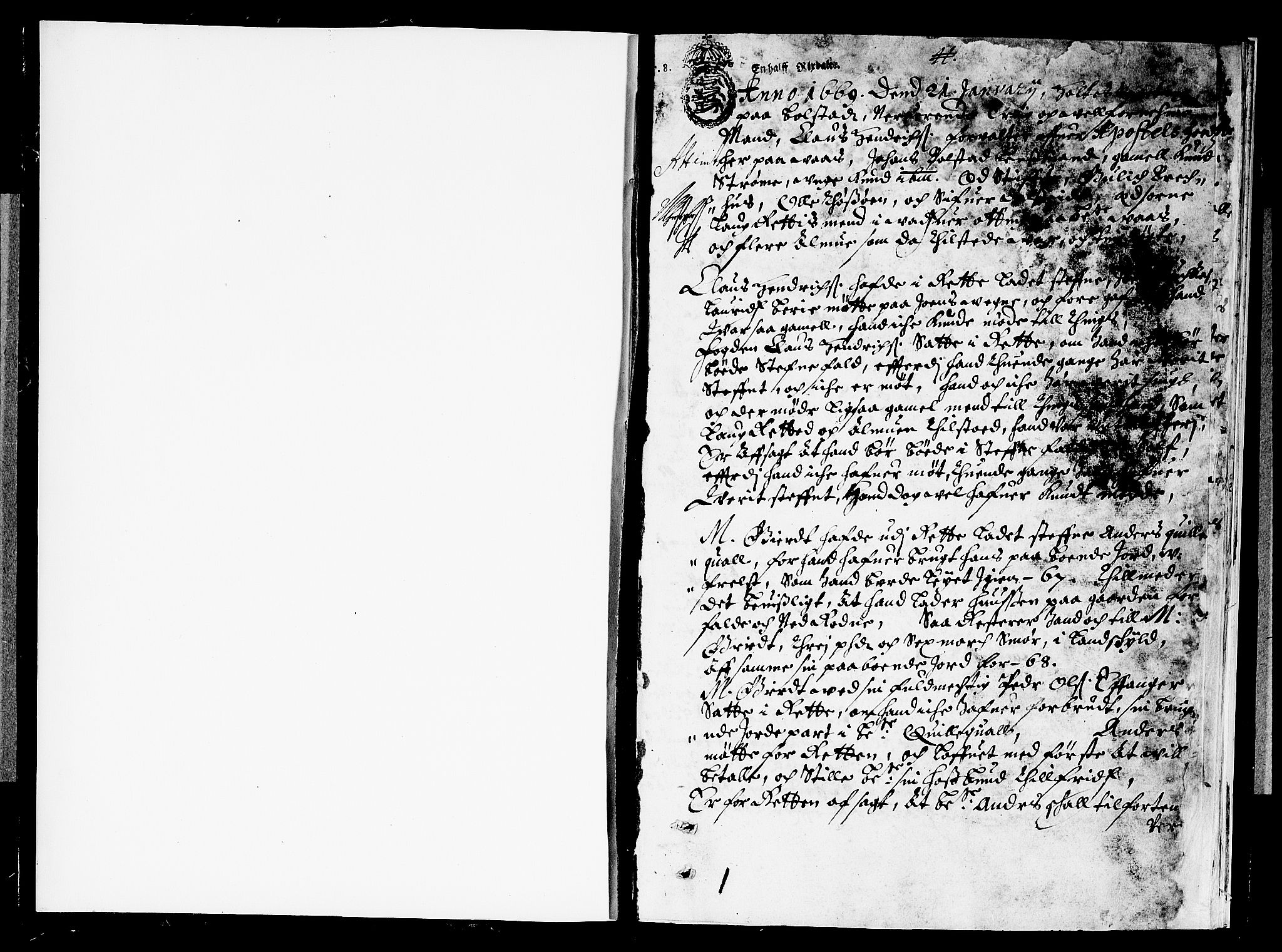 Hardanger og Voss sorenskriveri, AV/SAB-A-2501/1/1A/1Ab/L0006: Tingbok for Voss, 1669, p. 0b-1a