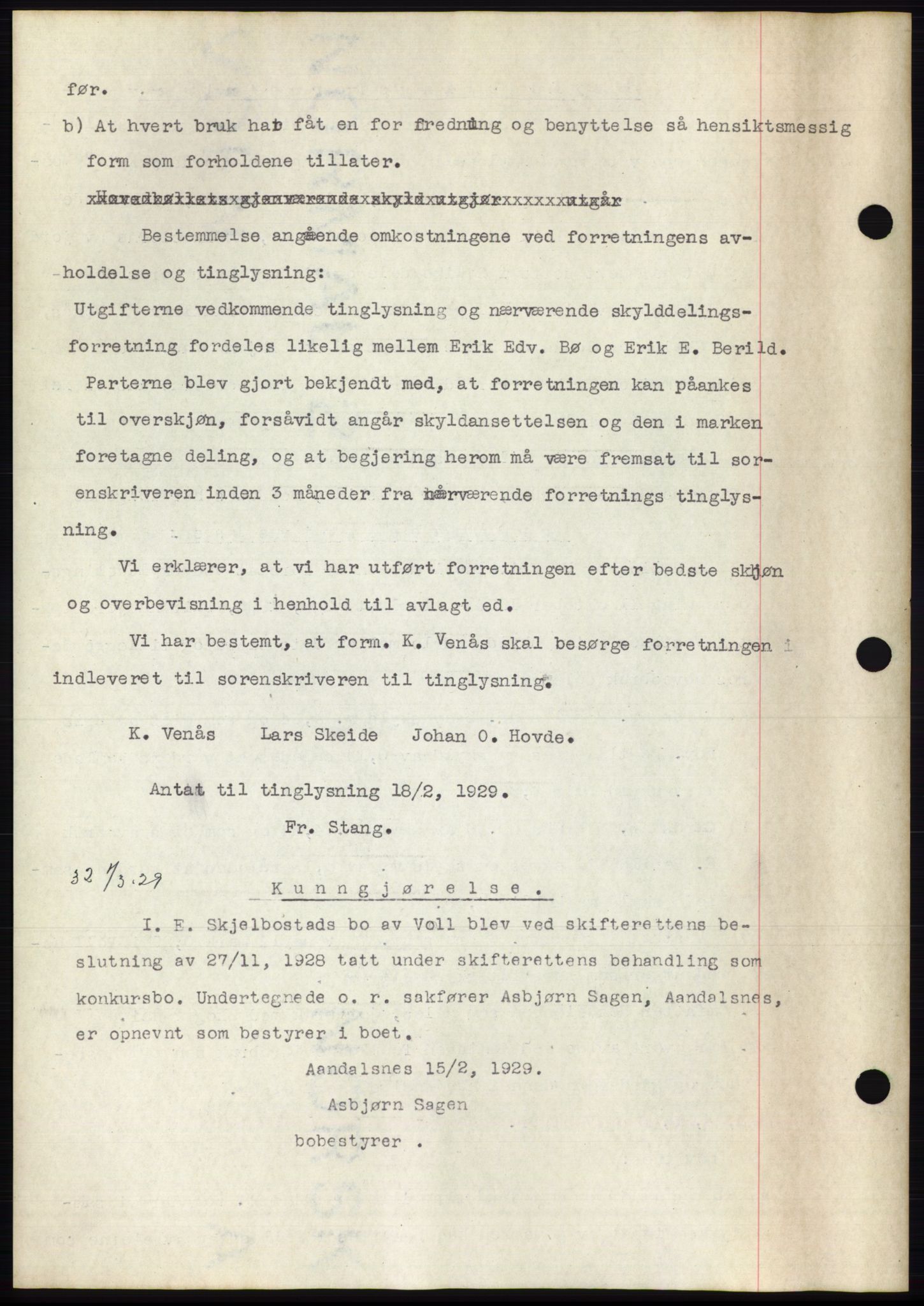 Romsdal sorenskriveri, AV/SAT-A-4149/1/2/2C/L0056: Mortgage book no. 50, 1929-1929, Deed date: 01.03.1929