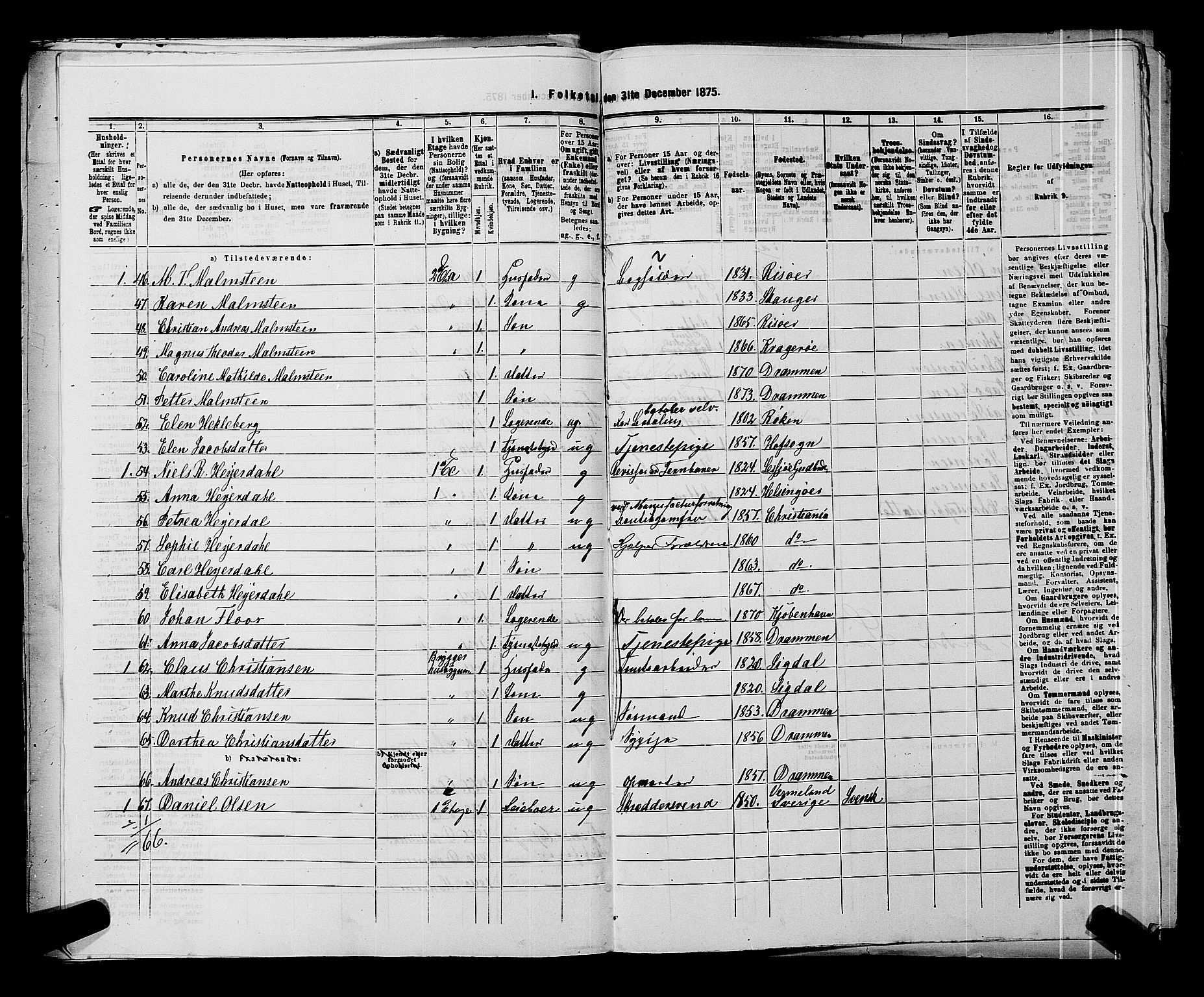 SAKO, 1875 census for 0602 Drammen, 1875, p. 378