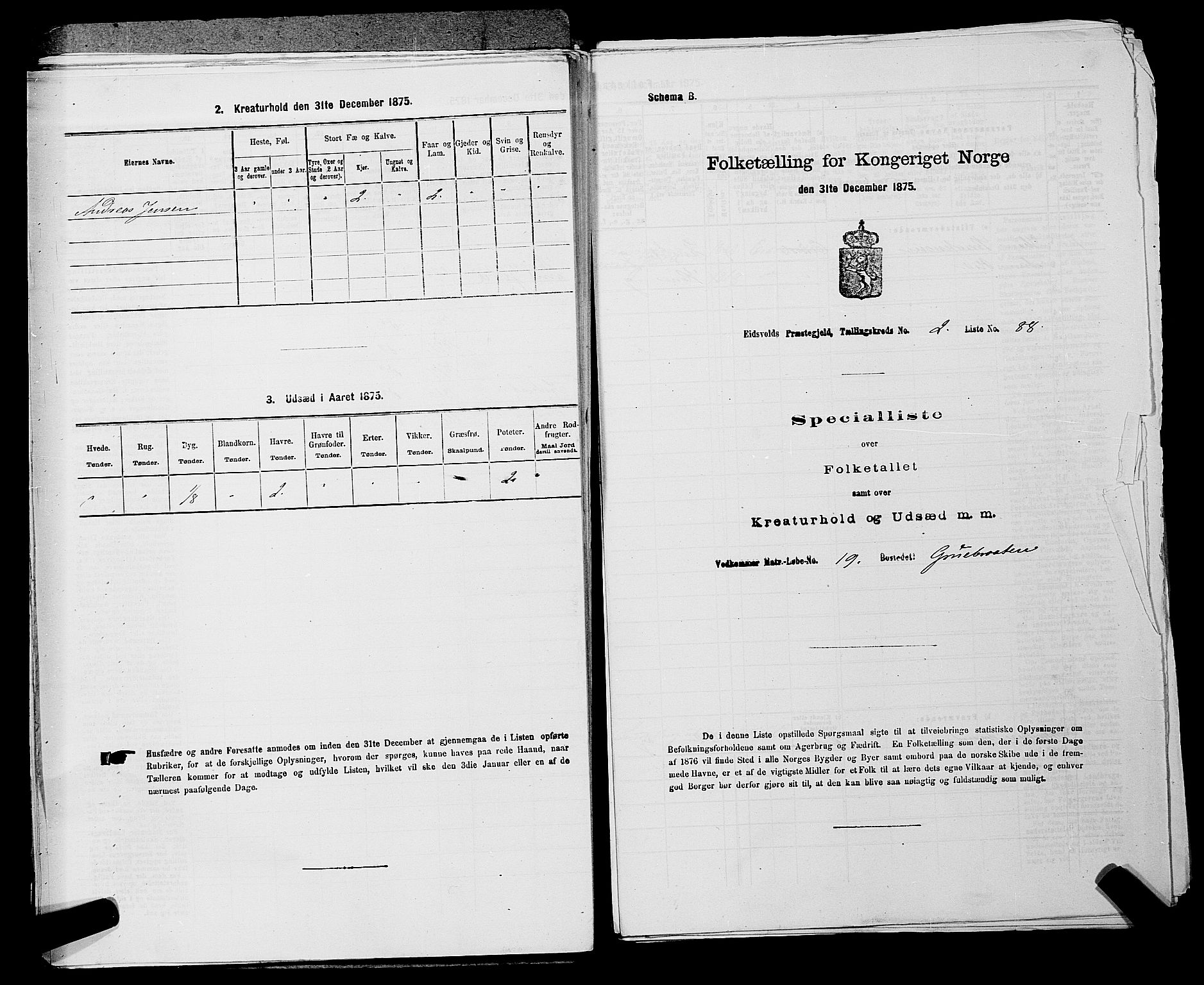 RA, 1875 census for 0237P Eidsvoll, 1875, p. 212